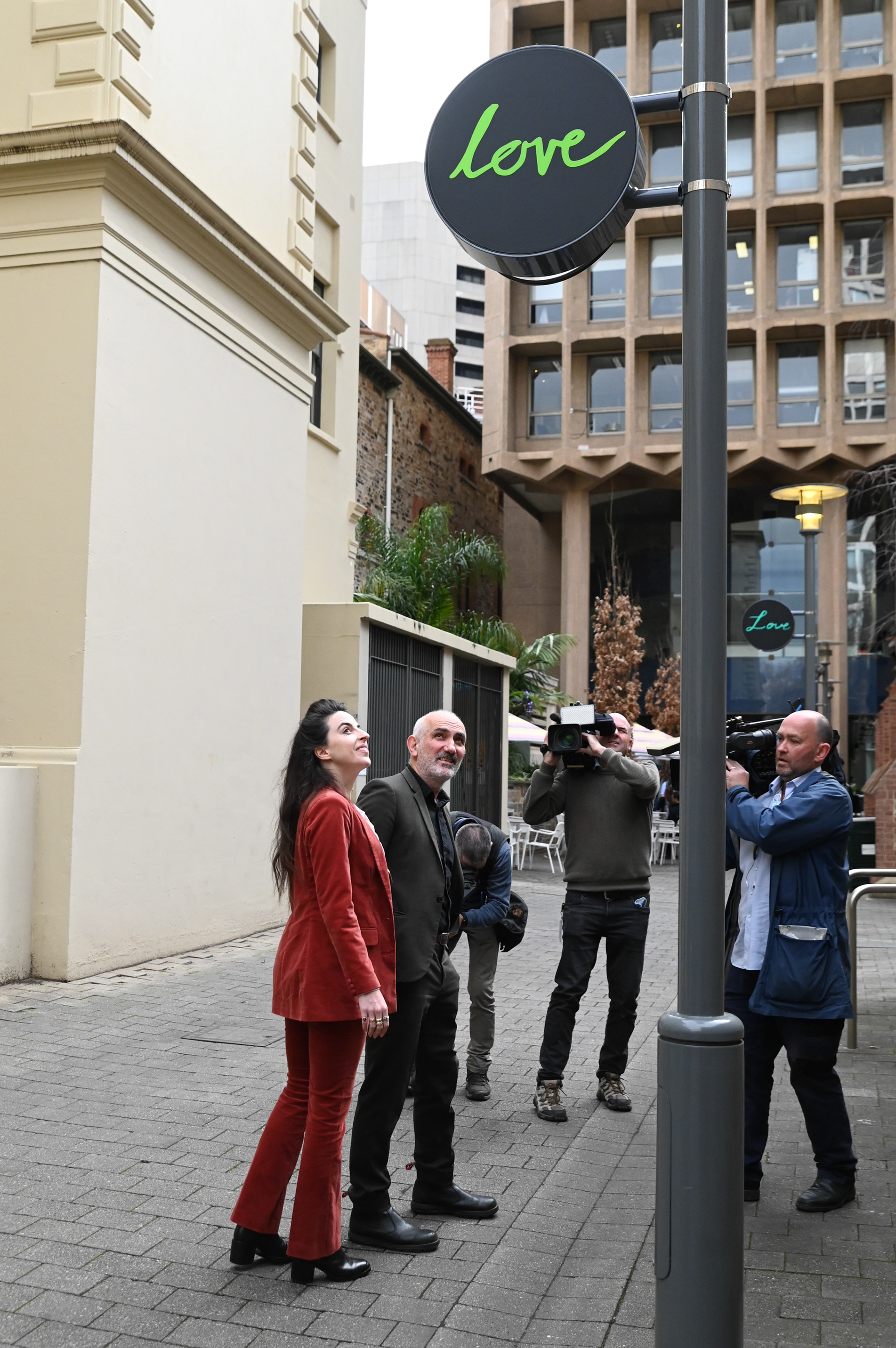 Heidi Kenyon, The Street of Love, 2022. Paul Kelly Lane public artwork commissioned by City of Adelaide, City of Music Laneways. Fabricated by Iguana Creative. Photography by Catherine Leo.