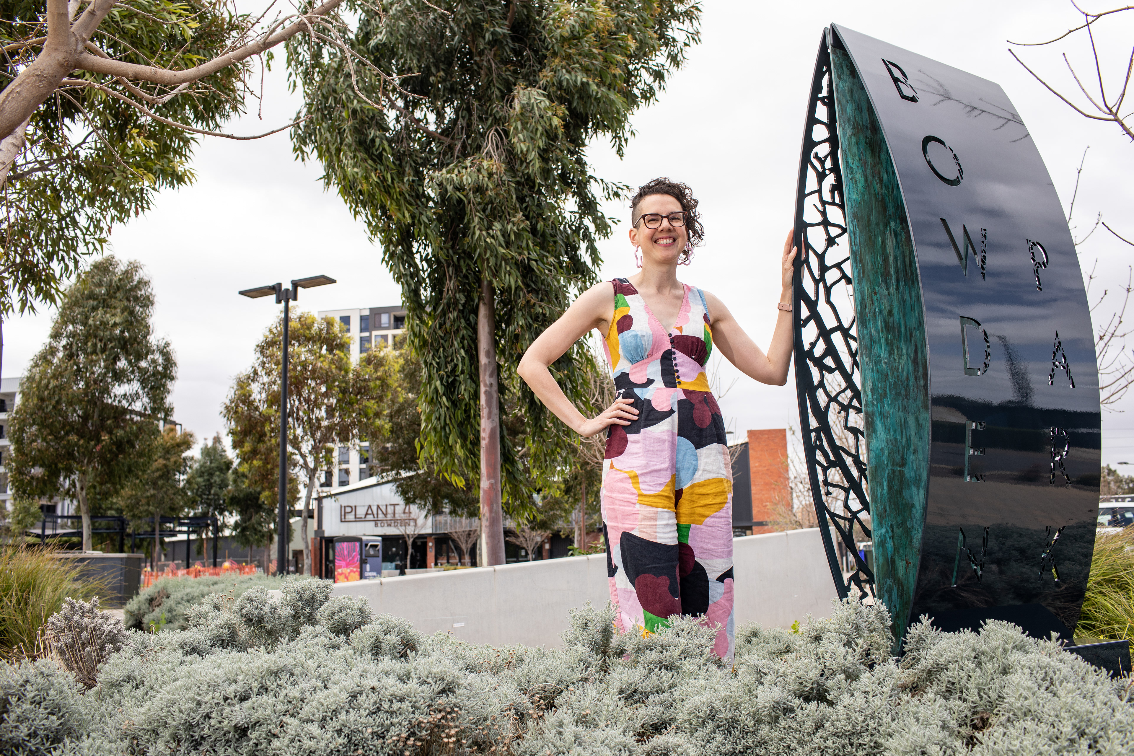 Heidi Kenyon, 2020. Bowden Park town sign. Fabricated by Iguana Creative. Photography by James Knowler.