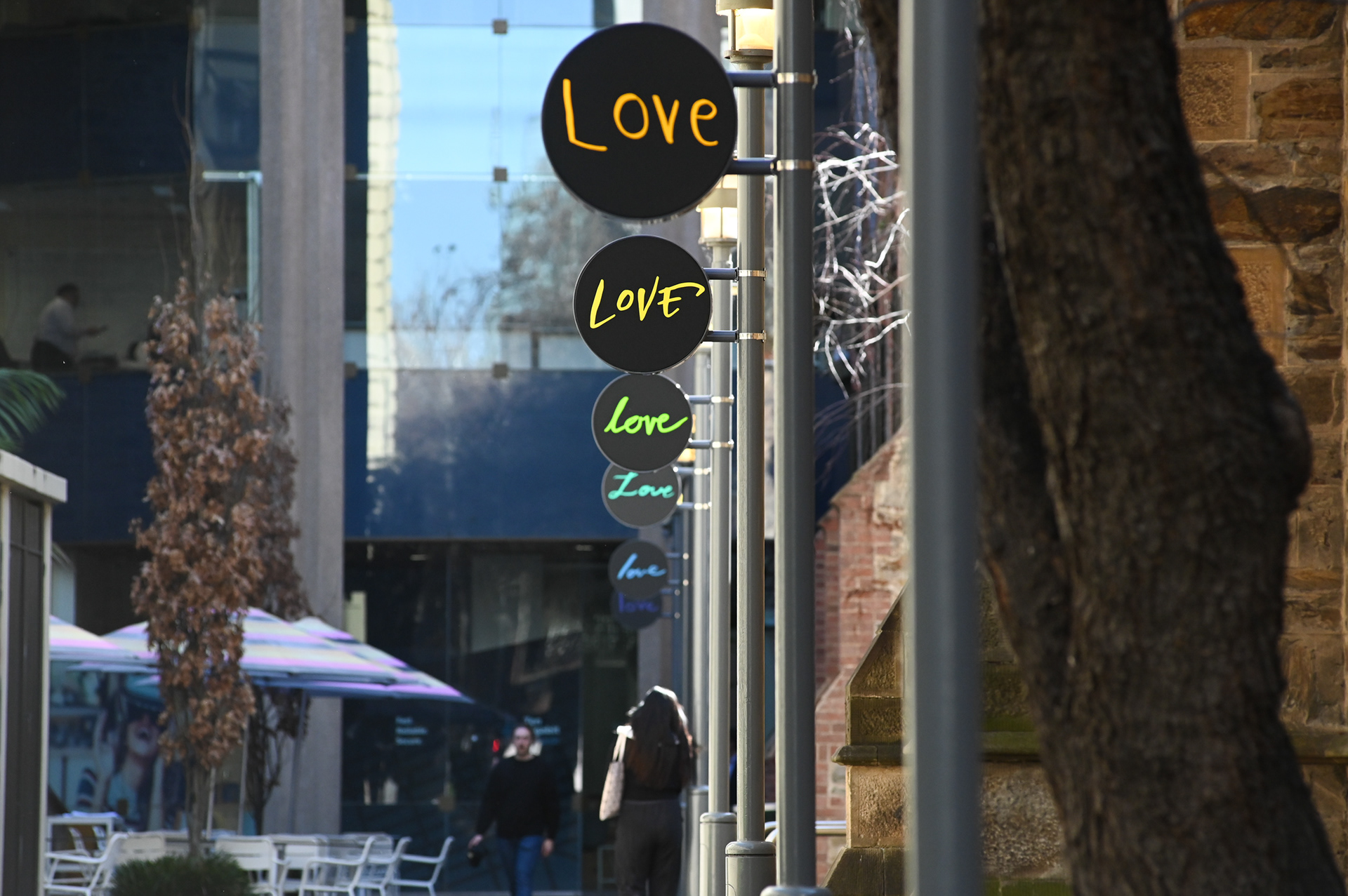 Heidi Kenyon, The Street of Love, 2022. Paul Kelly Lane public artwork commissioned by City of Adelaide, City of Music Laneways. Fabricated by Iguana Creative. Photography by Catherine Leo.