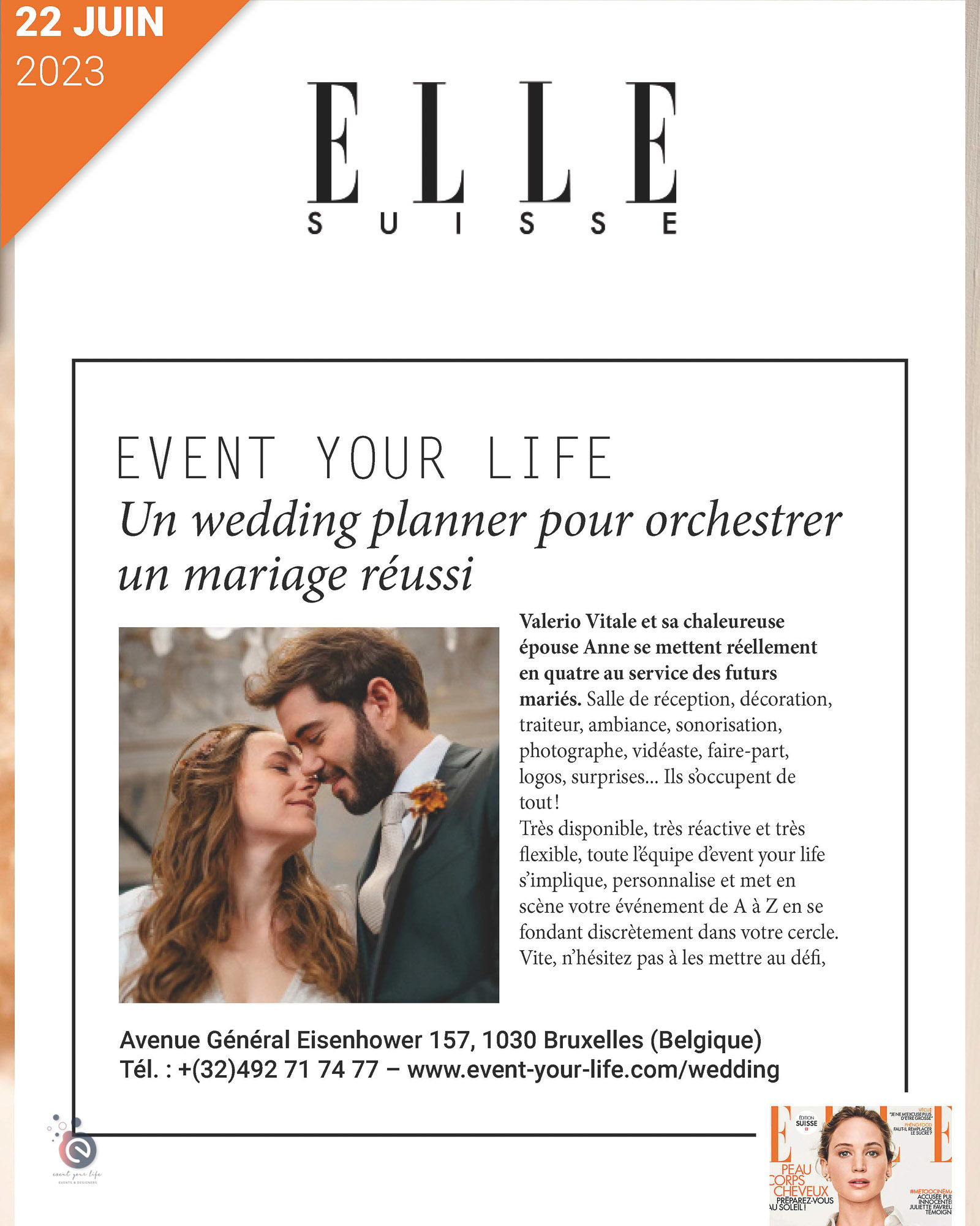 Article event your life – wedding planner Belgique – ELLE Suisse2023