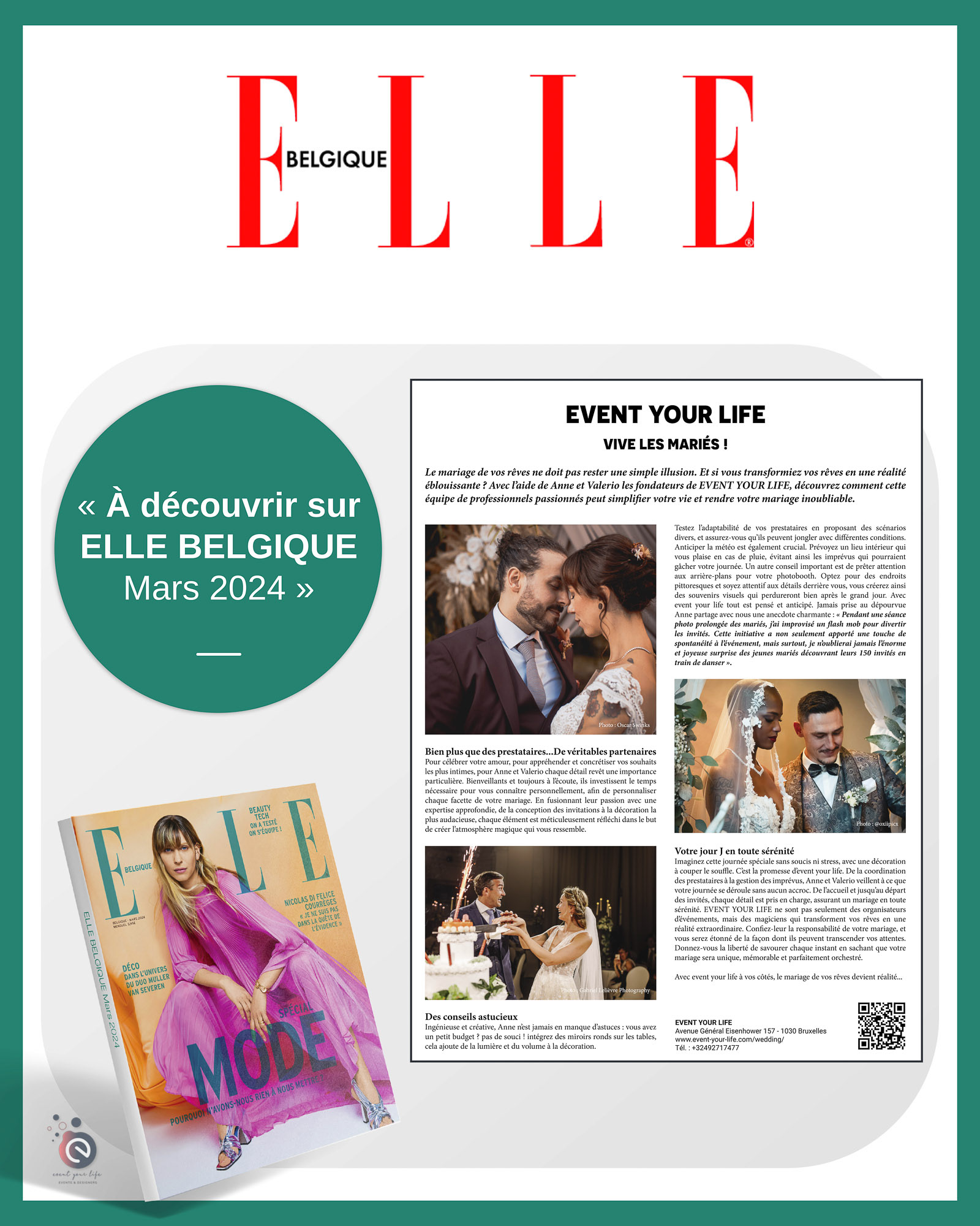 Article event your life – wedding planner Belgique – ELLE BELGIQUE 2024
