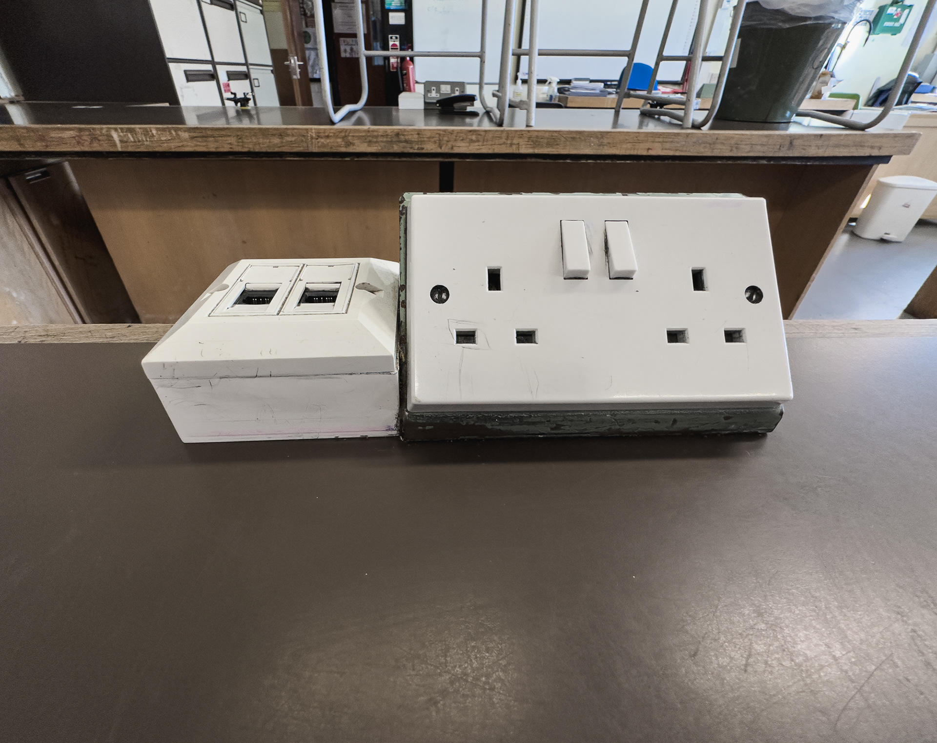 The power sockets on the Science benches