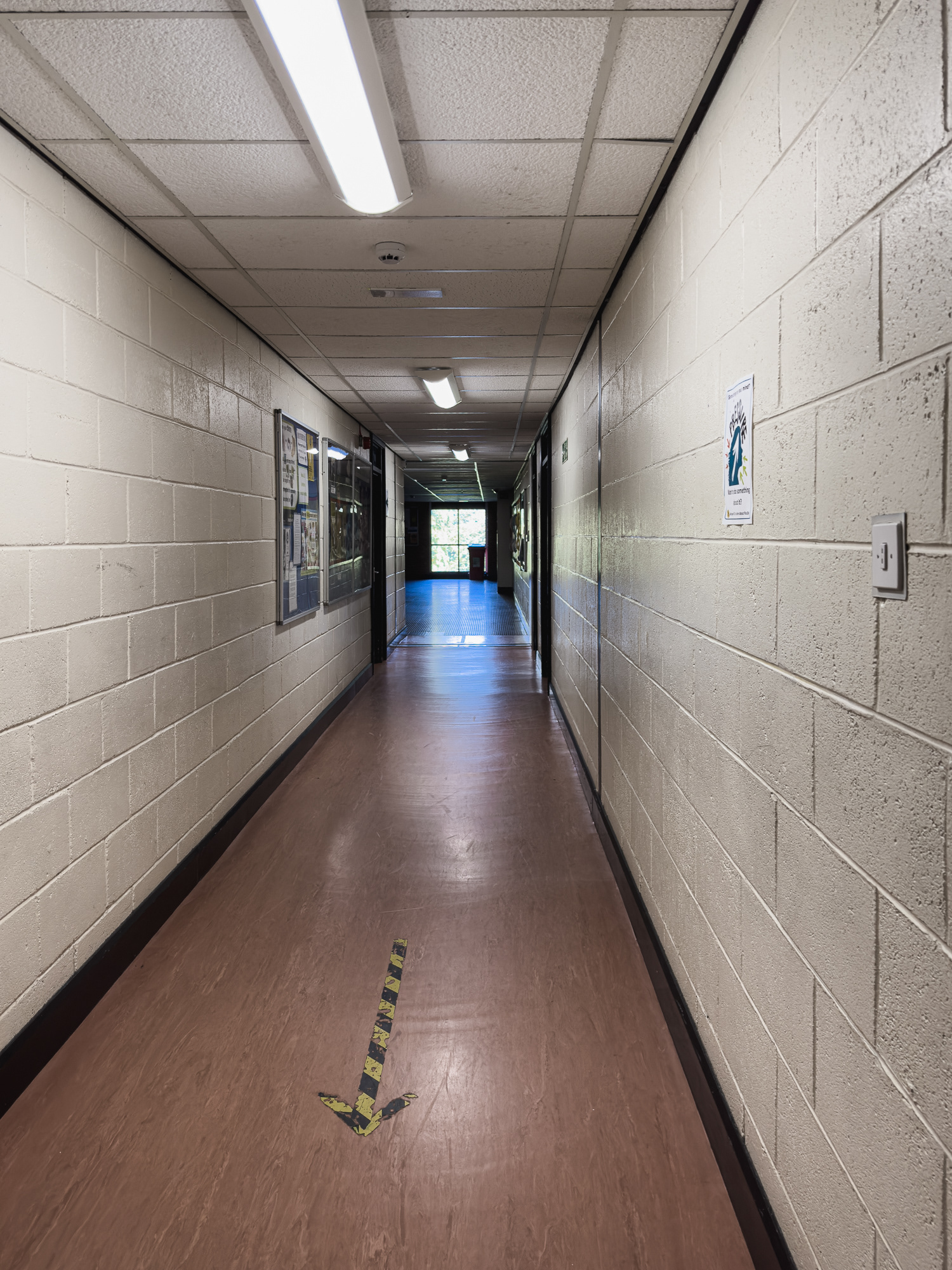 Looking back towards the lift and Home Economics off around the right corner.
