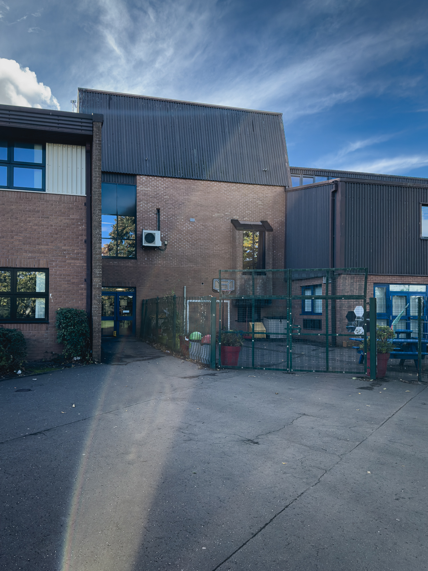 The now enclosed area behind the main entrance.