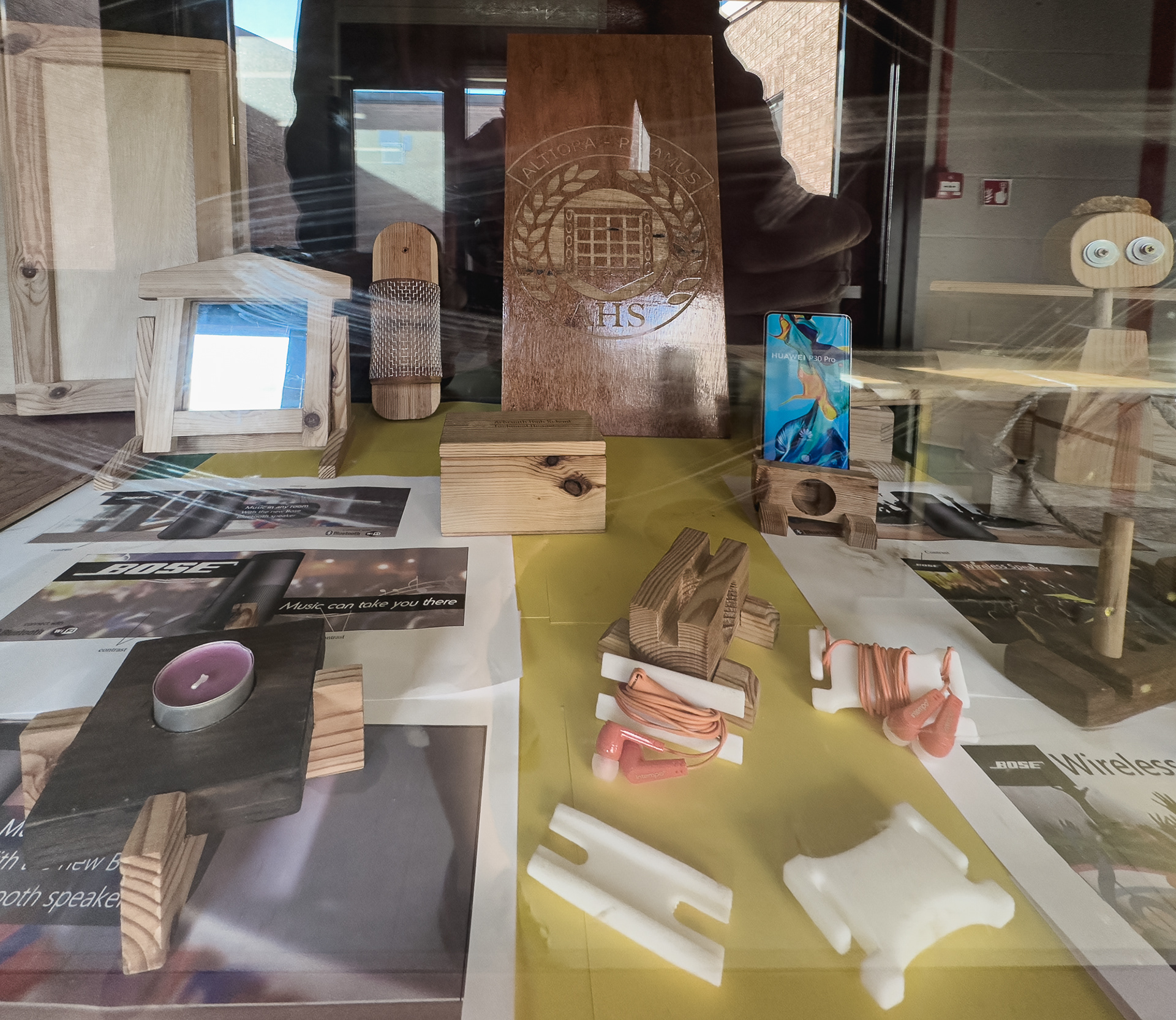 Tech area lobby display cabinet.