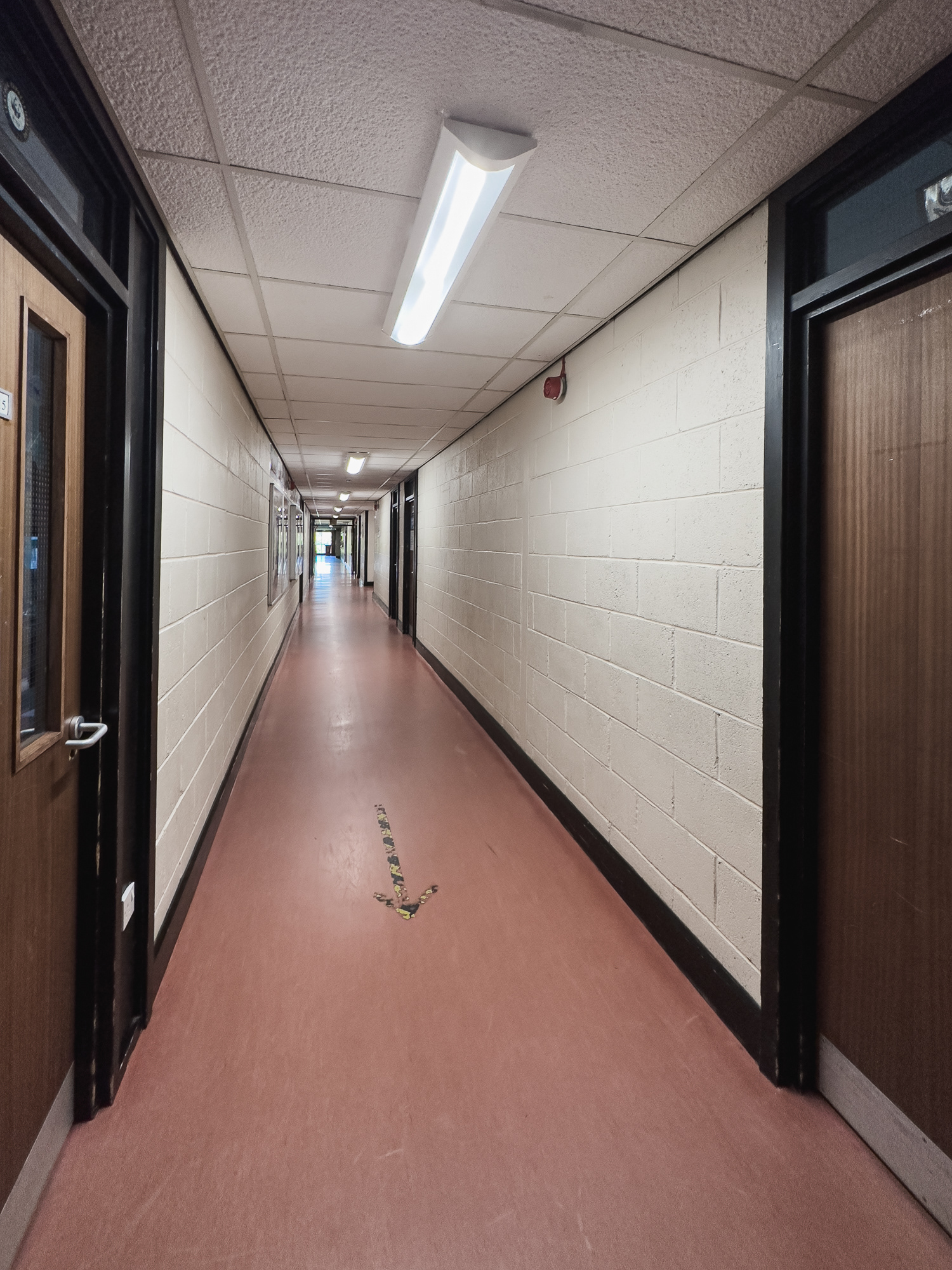 Looking back down the corridor from the Geography Dept.