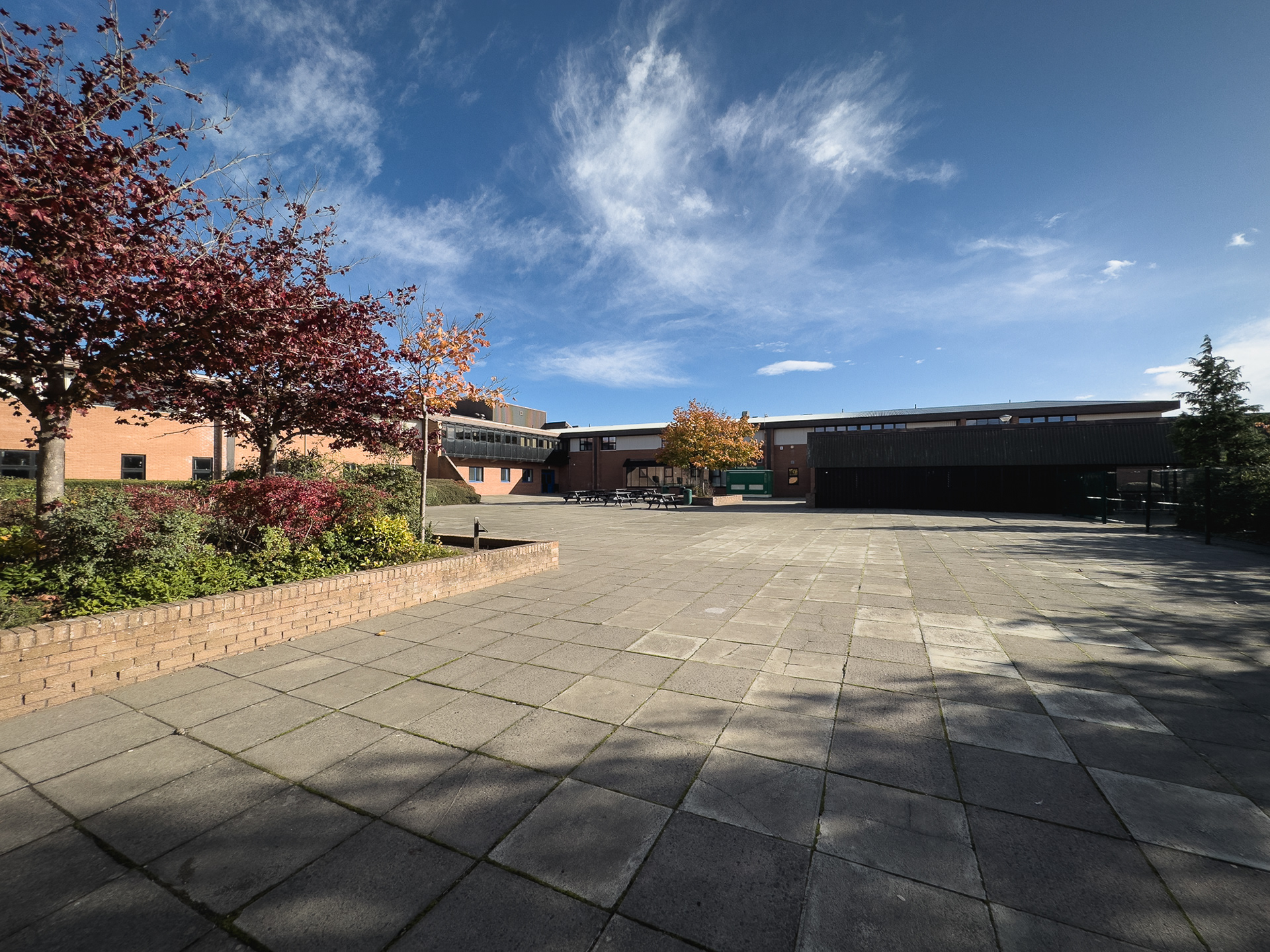 Looking from the Sports Centre towards the school.