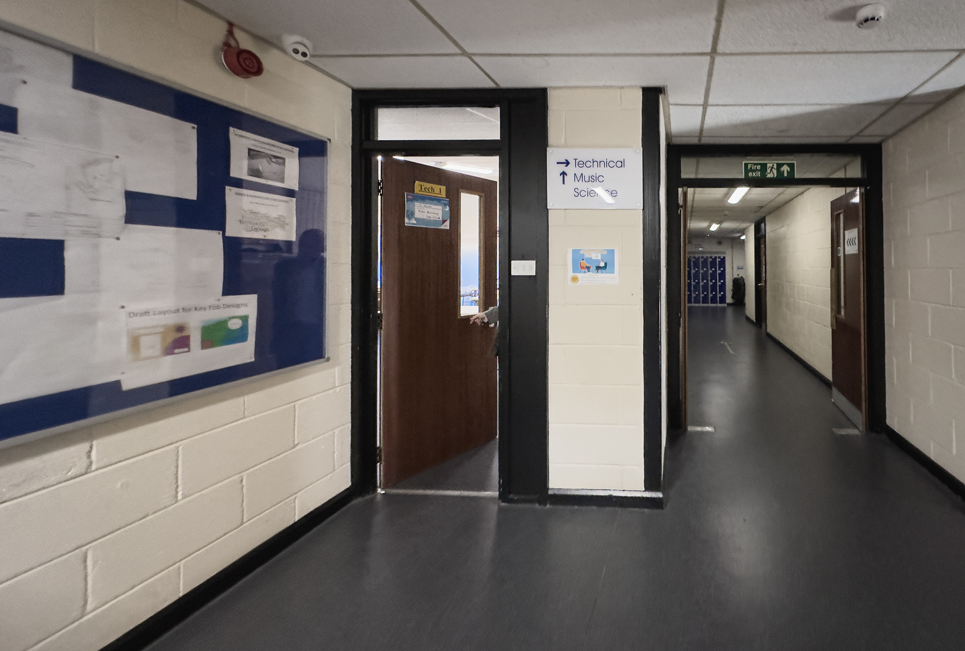 Tech classroom opposite the Art Dept door.