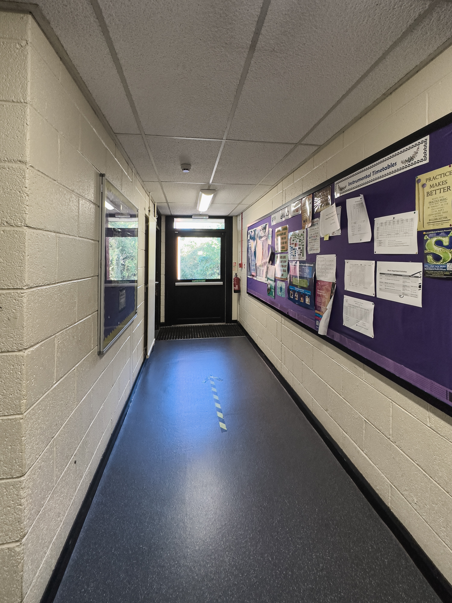 Music corridor with rear doors beside the main classroom - don't think we were ever allowed to use them.