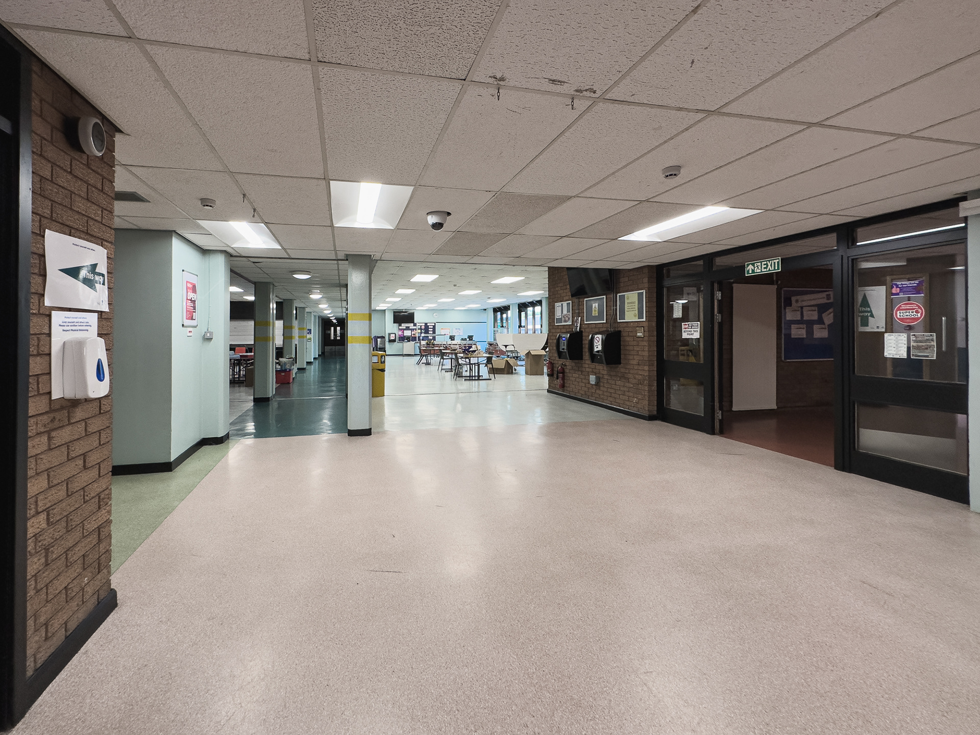 Back inside the social area.
