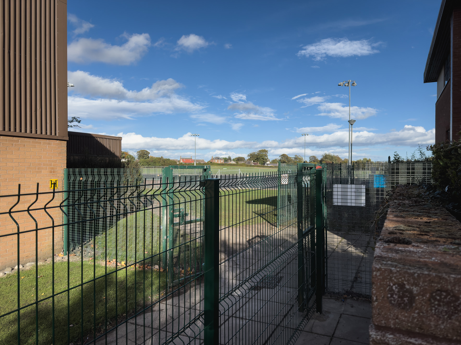 Security fencing between the school and the Sports Centre