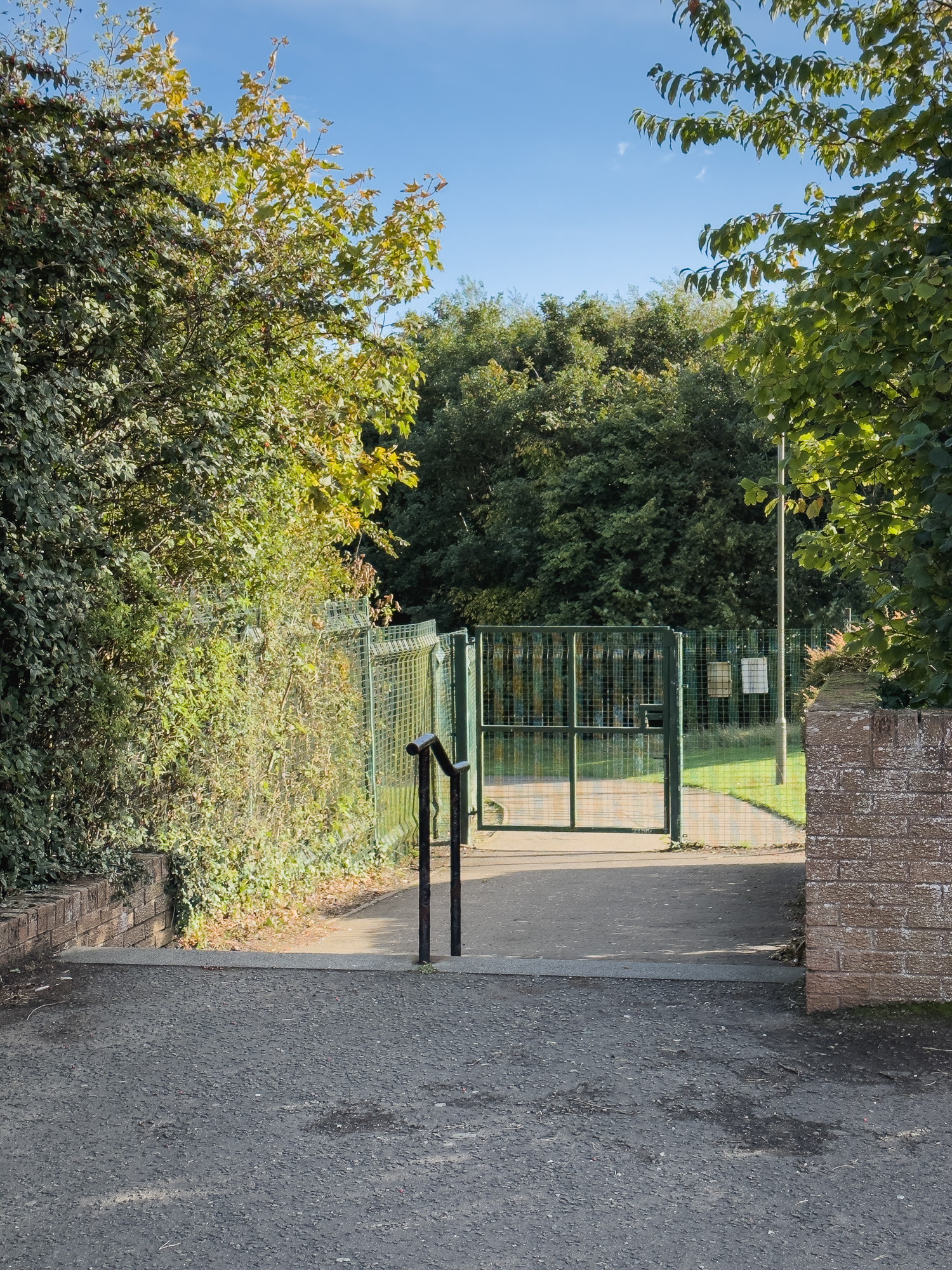 Steps towards the back gates.