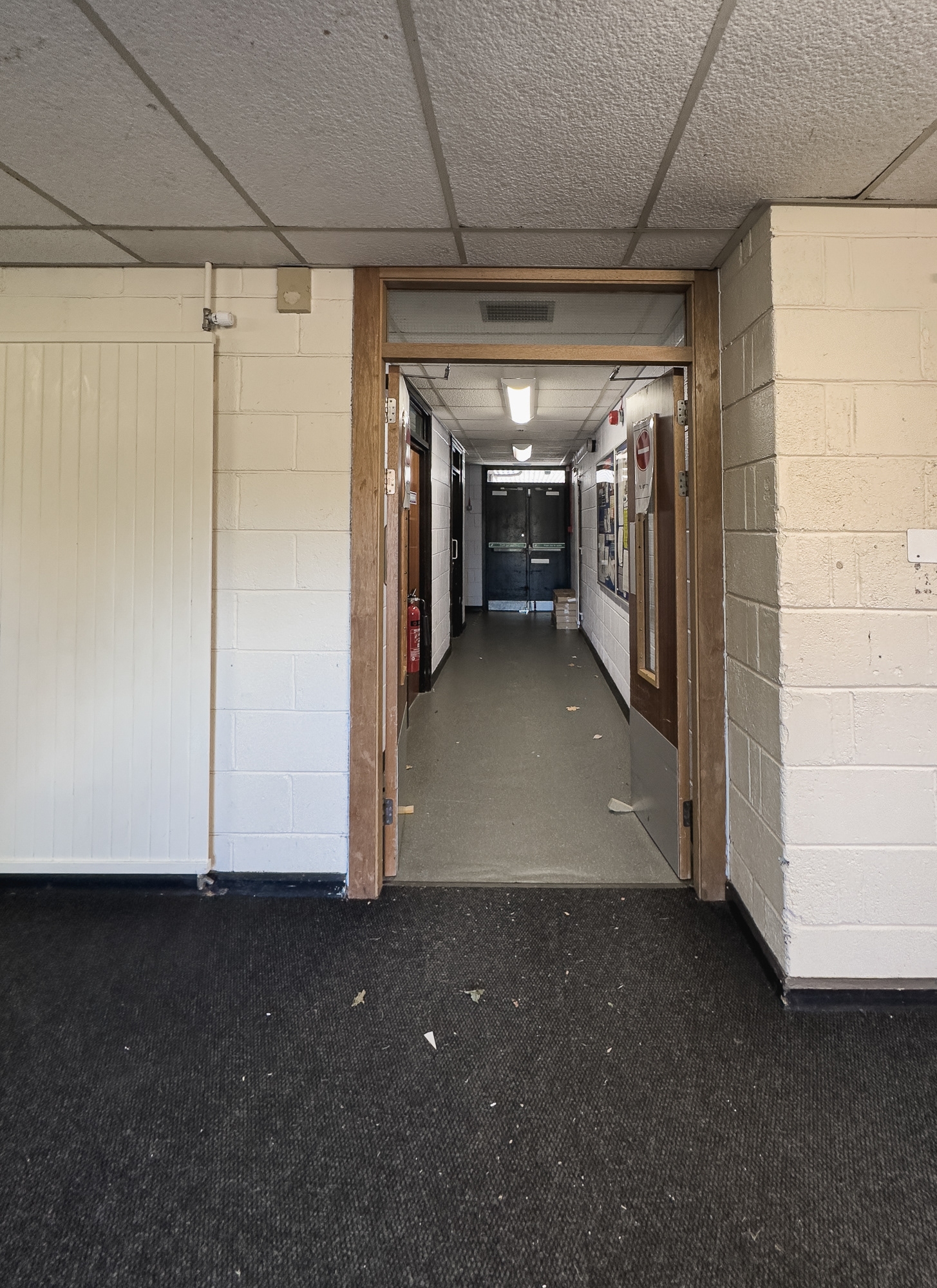 The janitor's rooms off the lobby area.