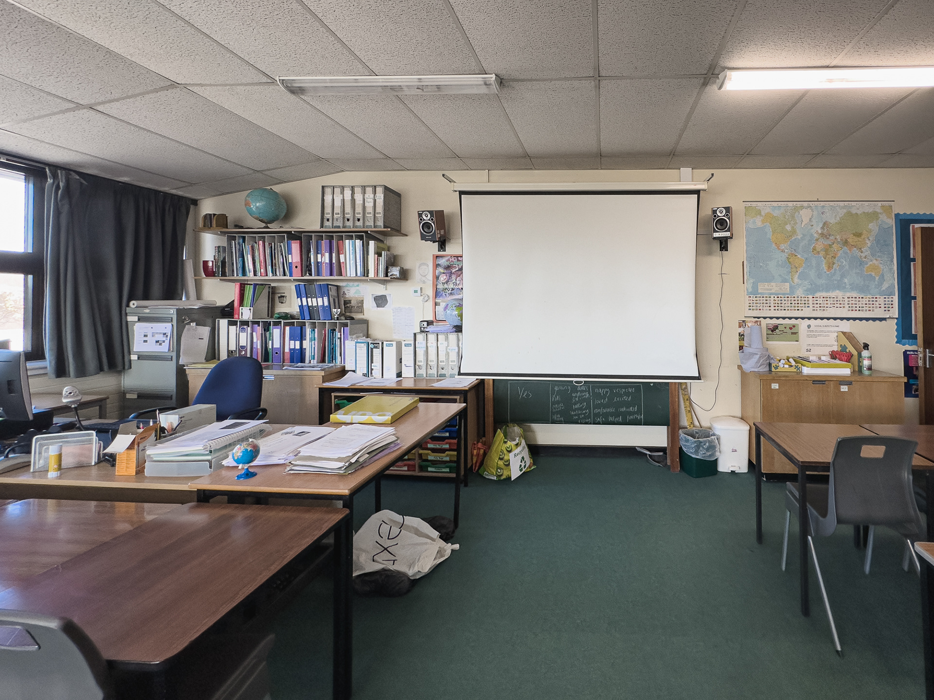 Mrs Johnston's Geography classroom.