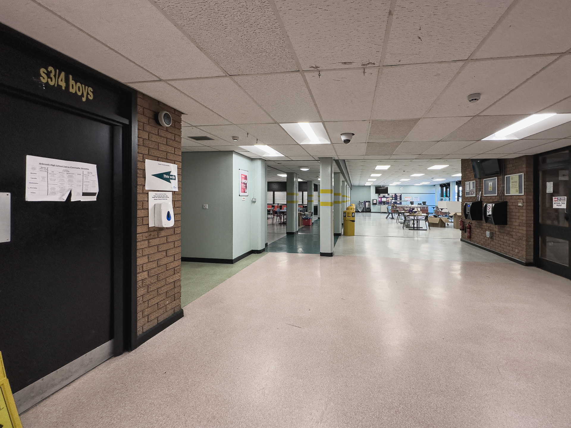 Boys toilets on the left of the social area.