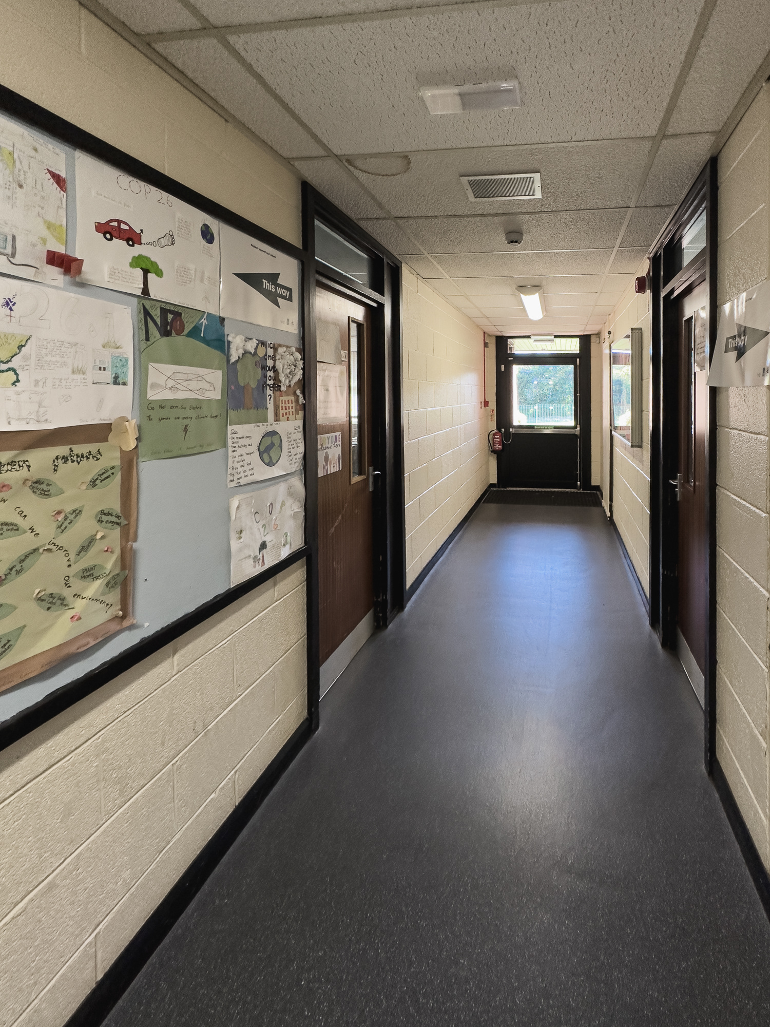 Looking back down towards the Physics classrooms