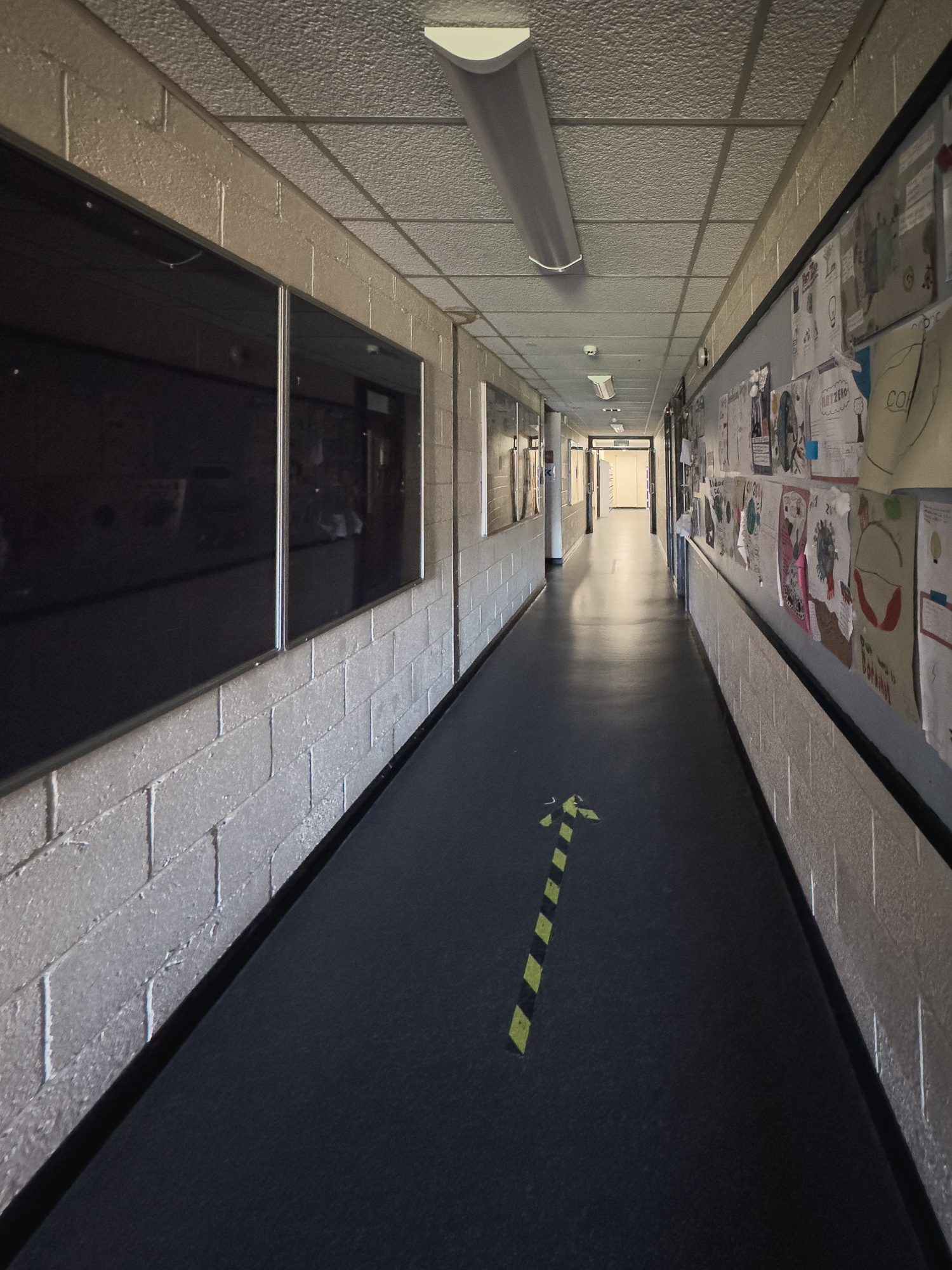 Looking up the corridor from Mr Farmer's classroom