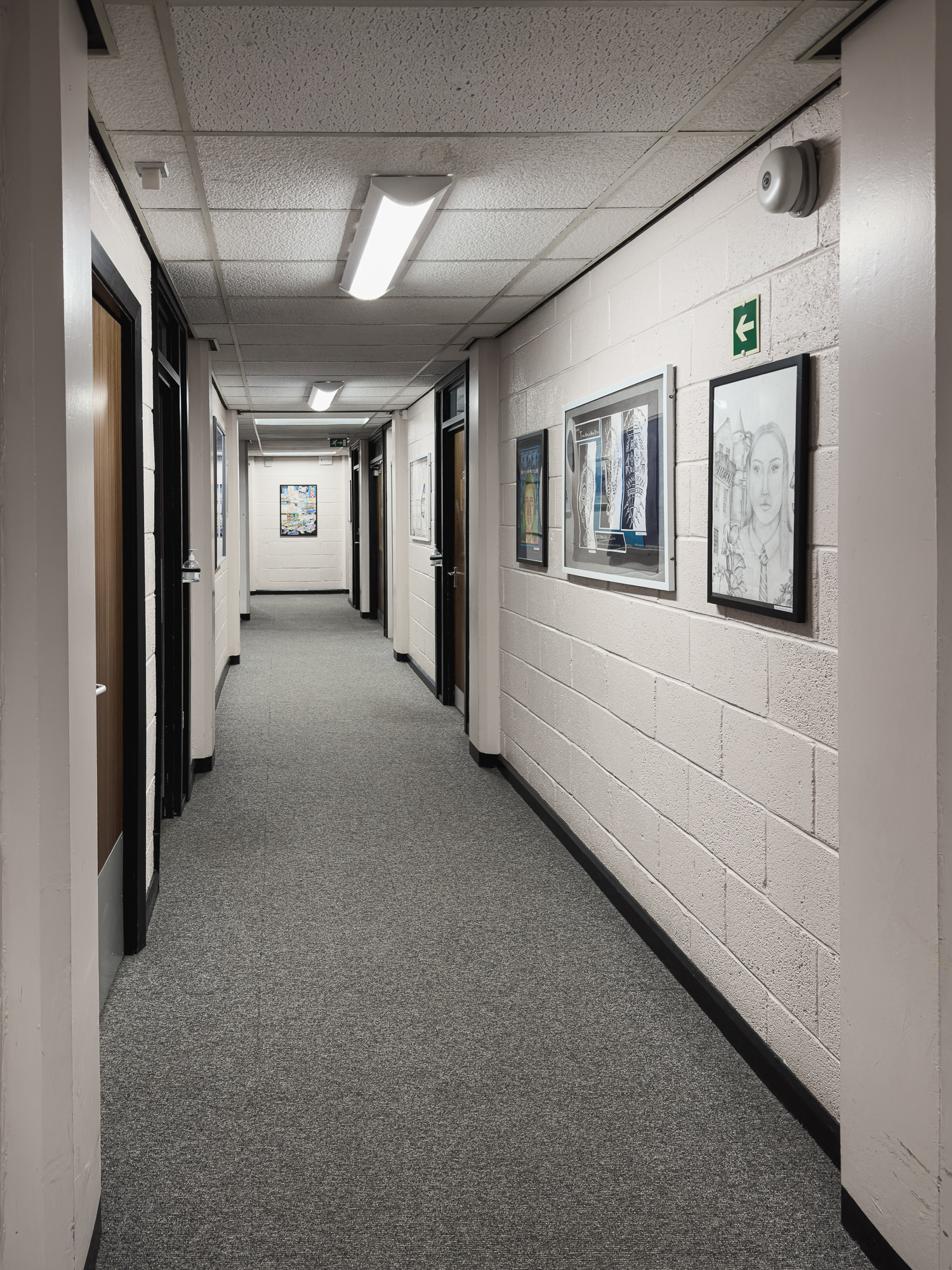 Back down the staffroom corridor.