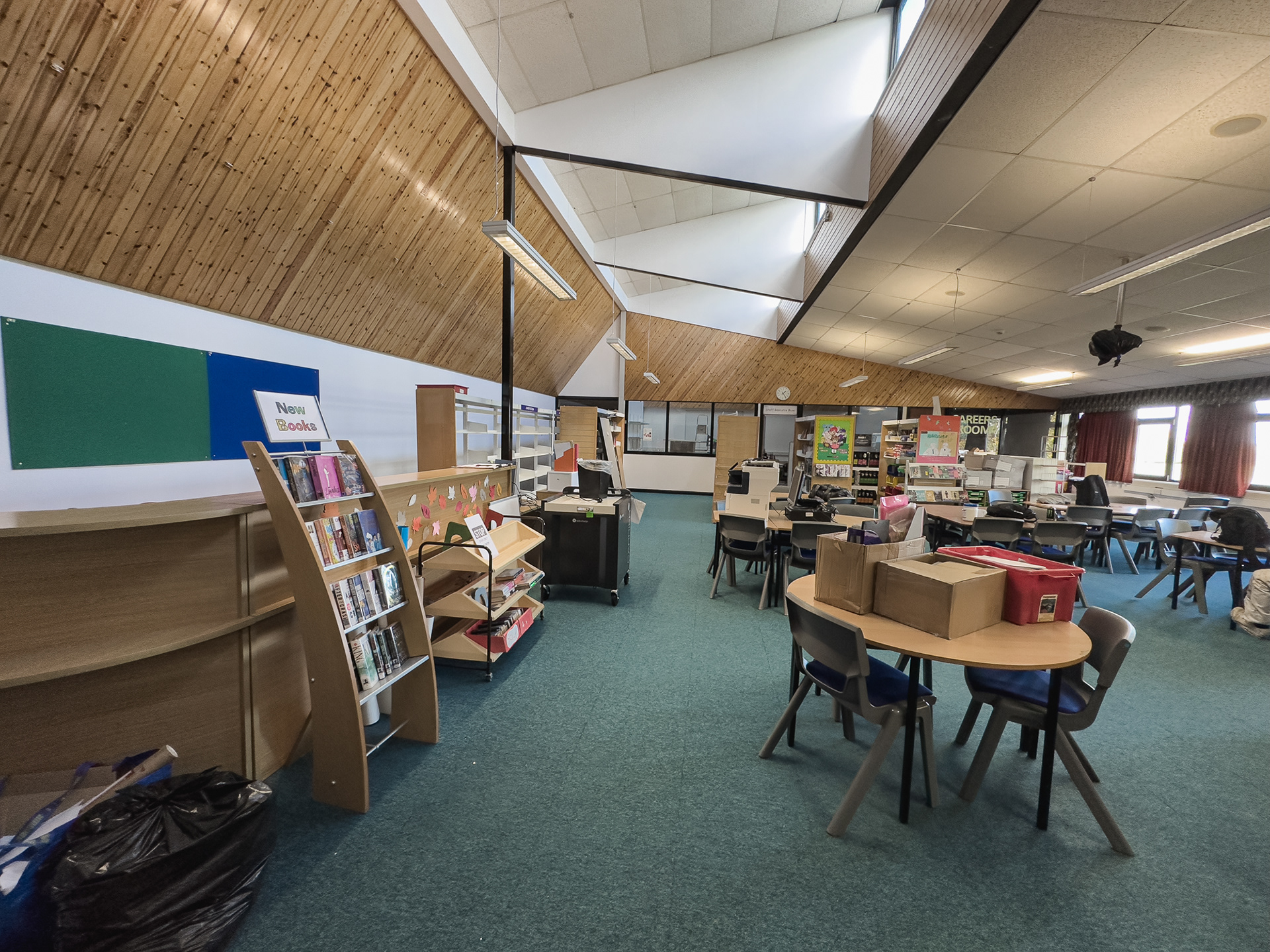 School library with the impressive high ceiling.