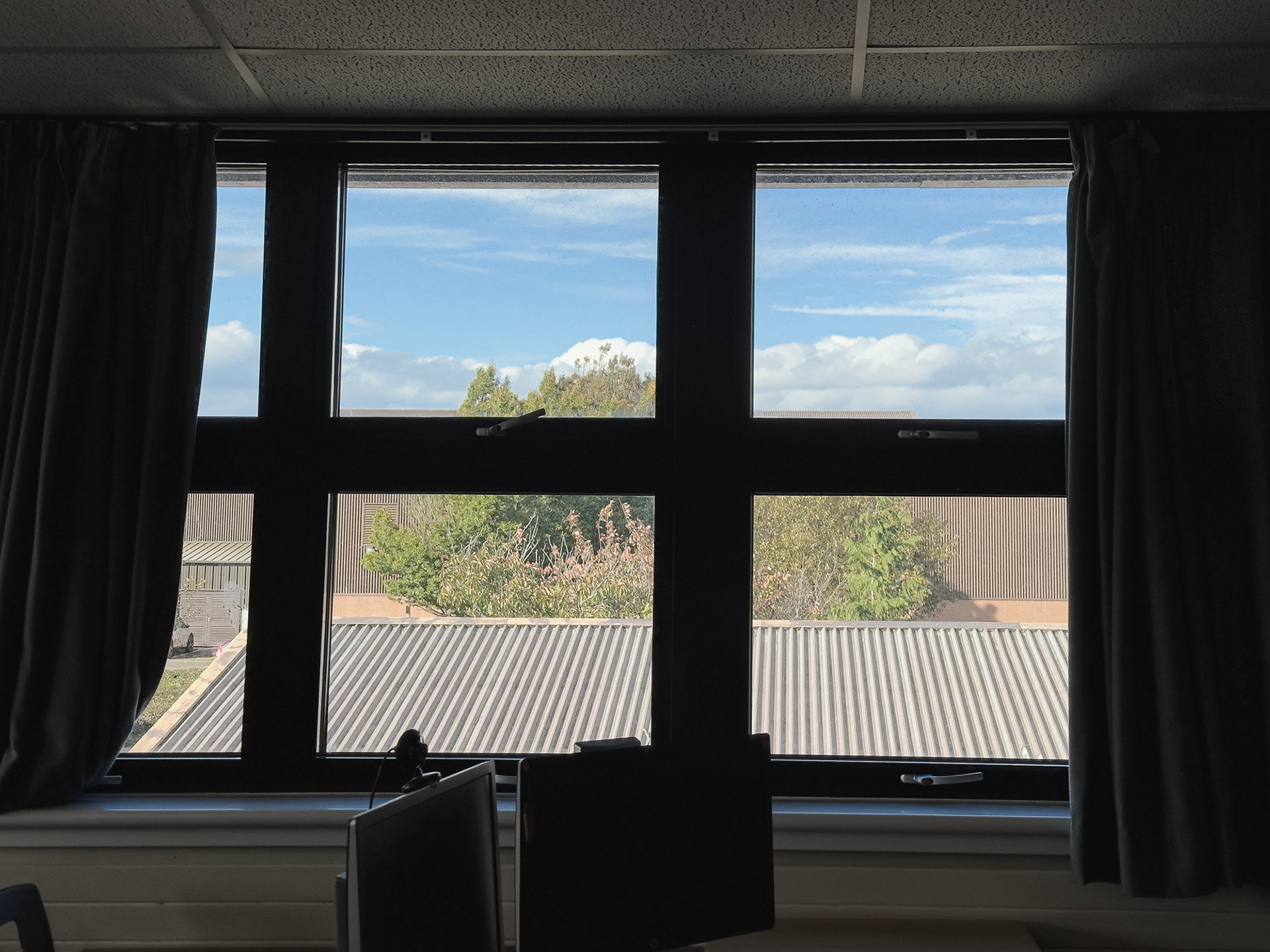 View towards the Sport Centre from Mrs Johnston's Geography classroom.