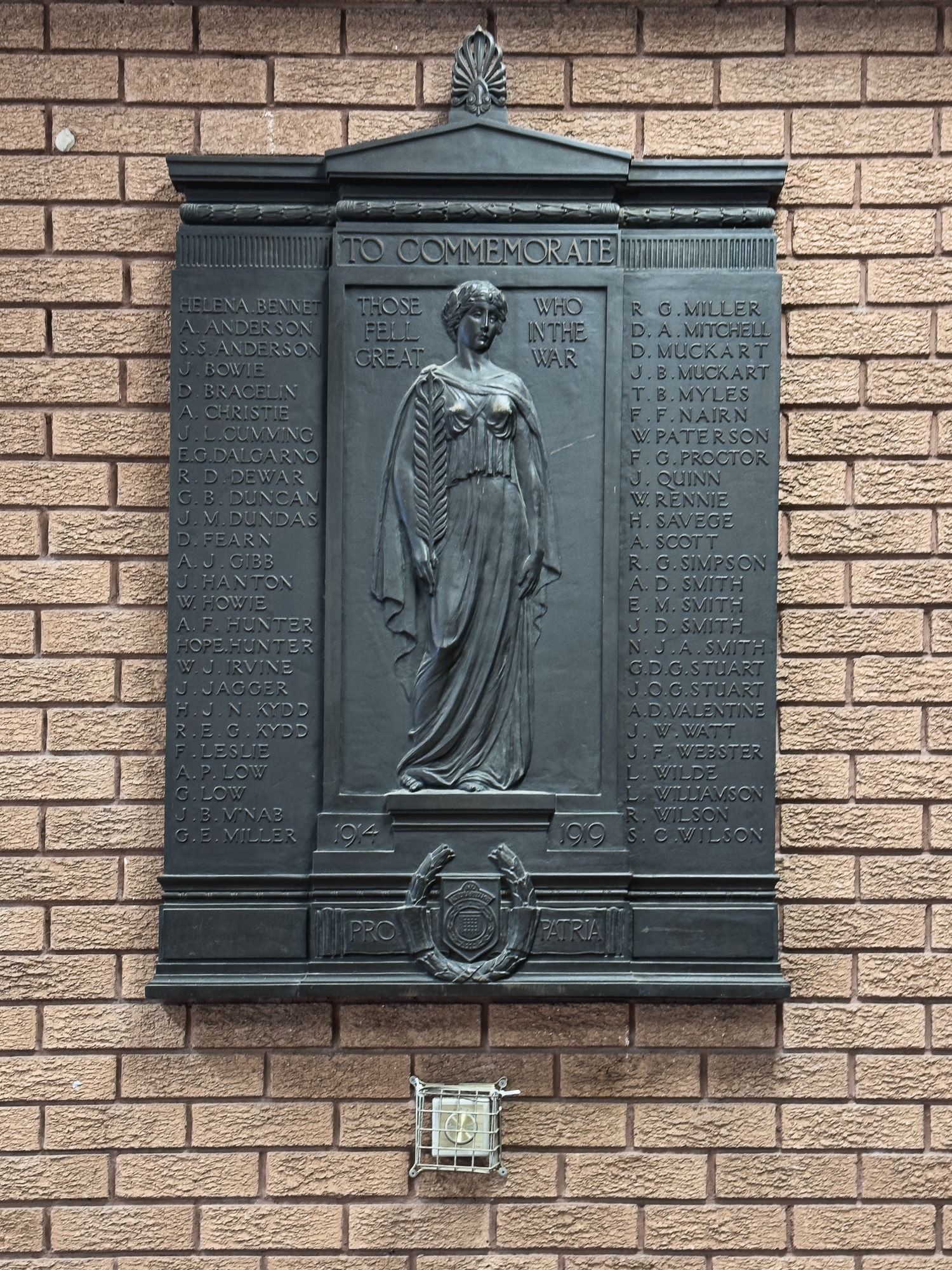 Plaque in the Main Hall