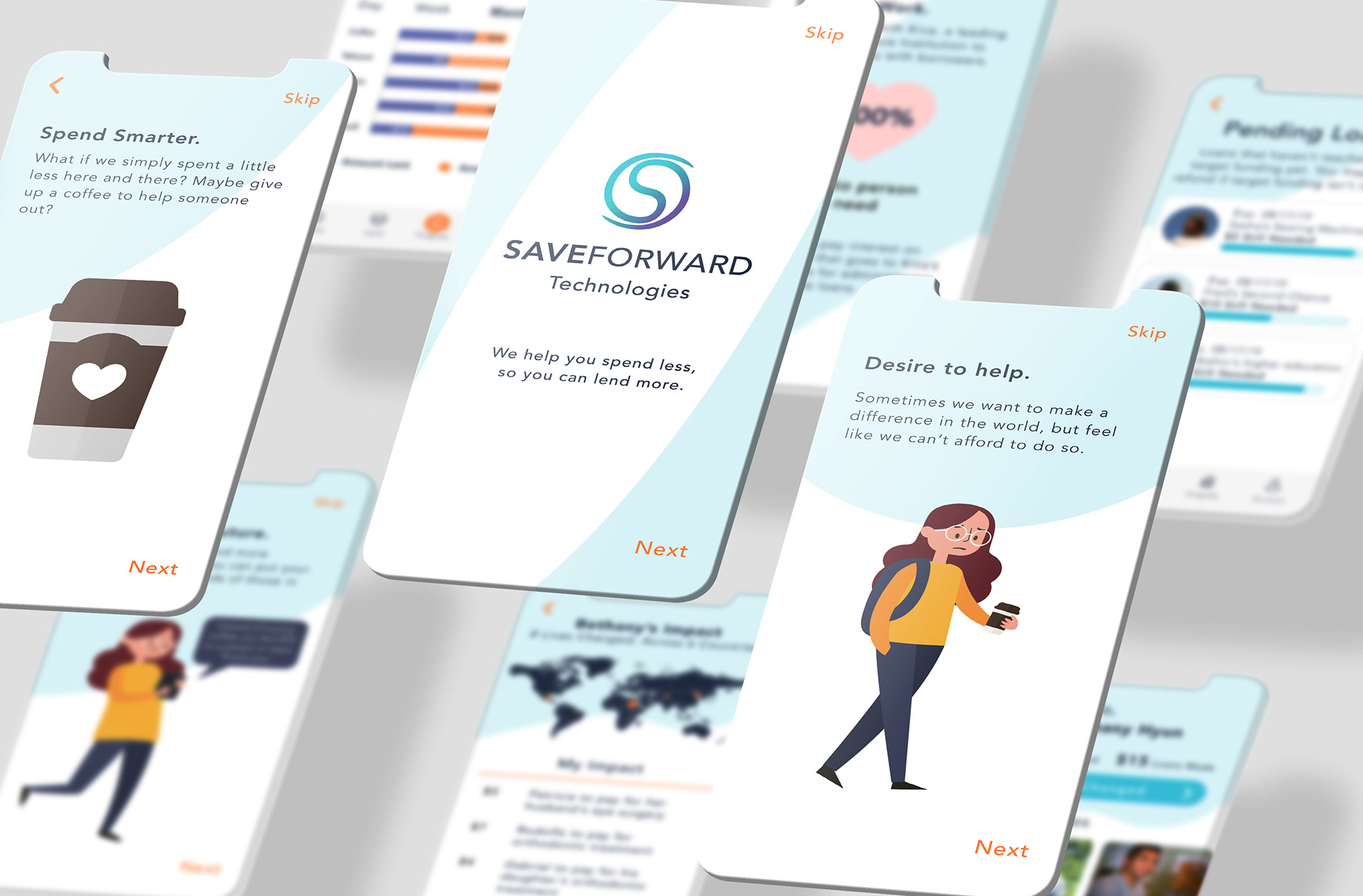 User interface design, mobile app, savings app, spending app
