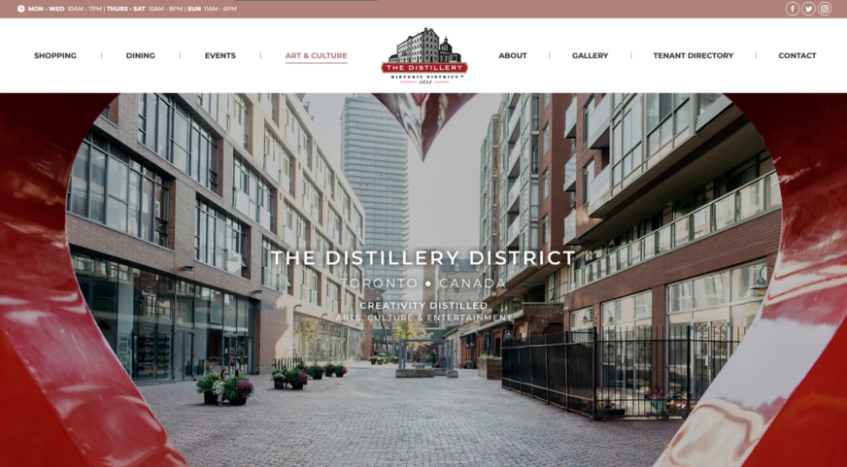 The Distillery District website page