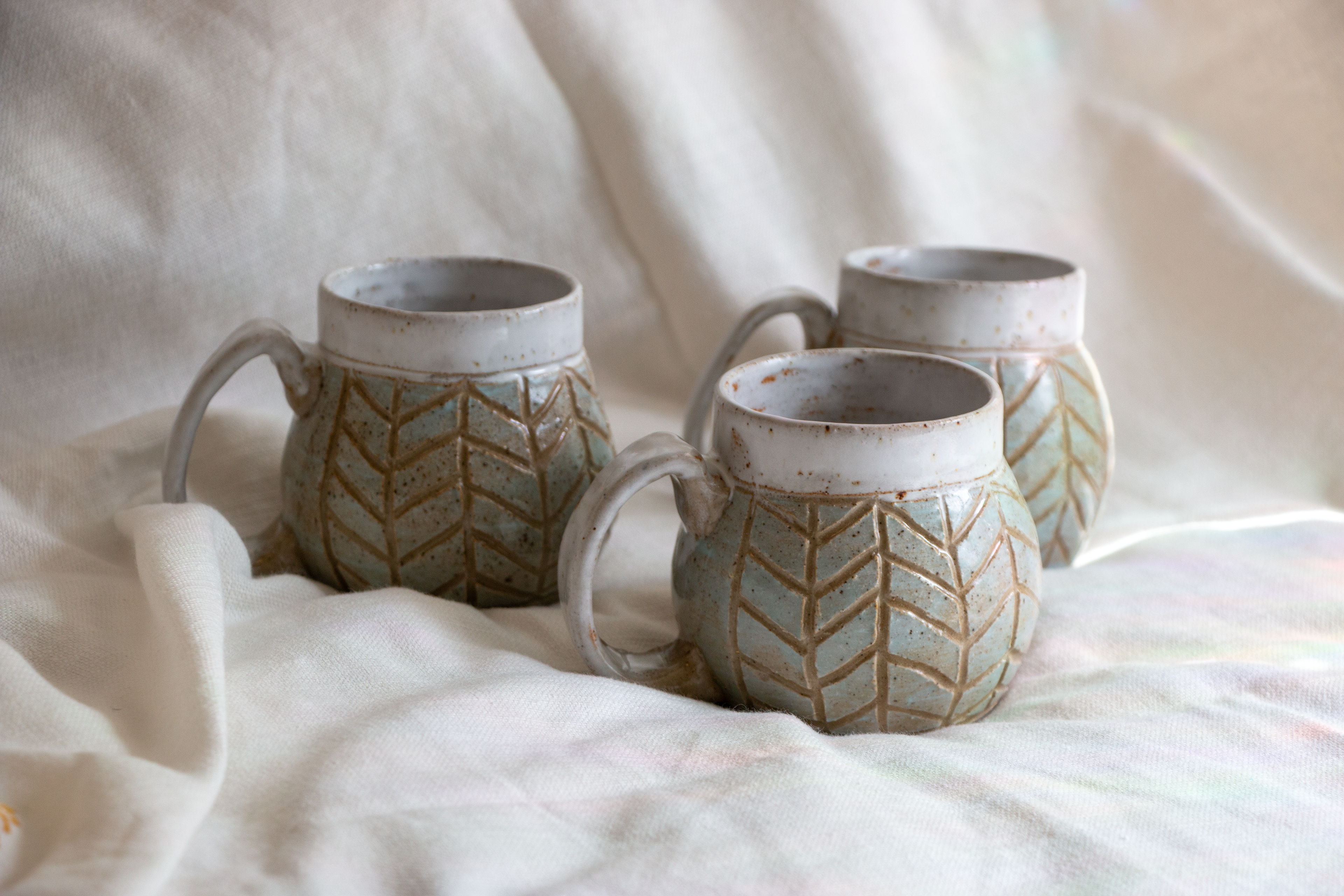 Spring 2023, Stoneware, blue slip and white glaze