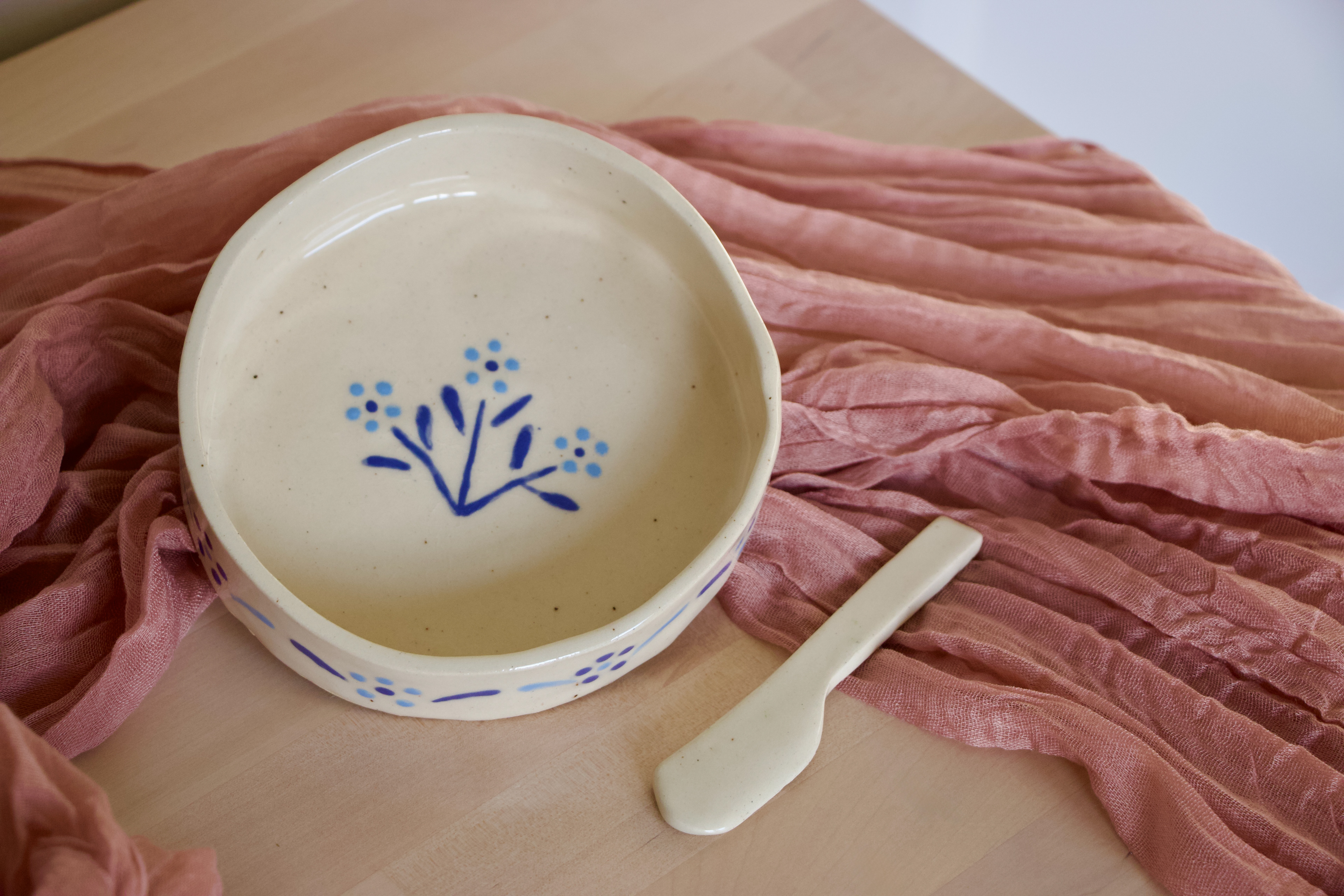 Spring 2025, Reclaimed clay, blue underglaze