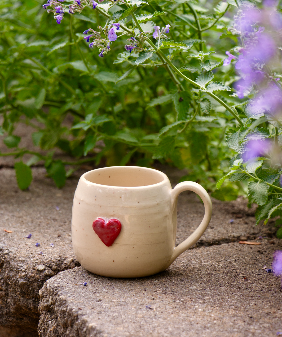 Spring 2025, Reclaimed clay, red underglaze & clear glaze