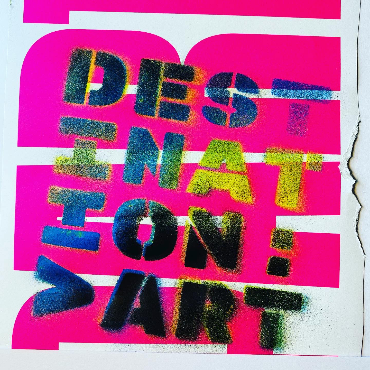 Test of a hand-cut stencil for branding project