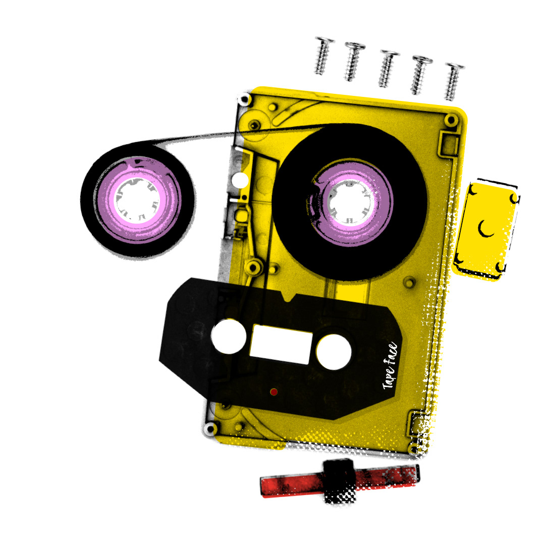‘Tape Face’ – Composed from cassette tape components