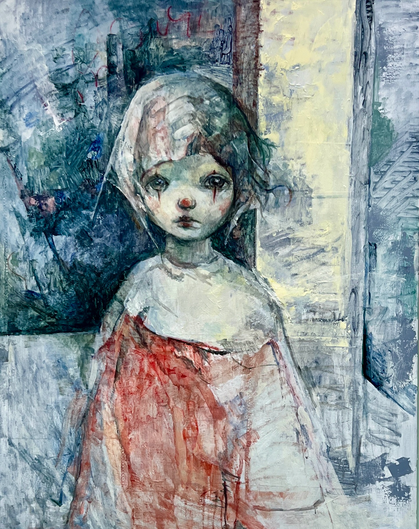 吉井淳二、サーカスの子供たち、希少画な集画、状態良好、新品高級額・額装付 吉井淳二、サーカスの子供たち、希少画な集画、状態良好、新品