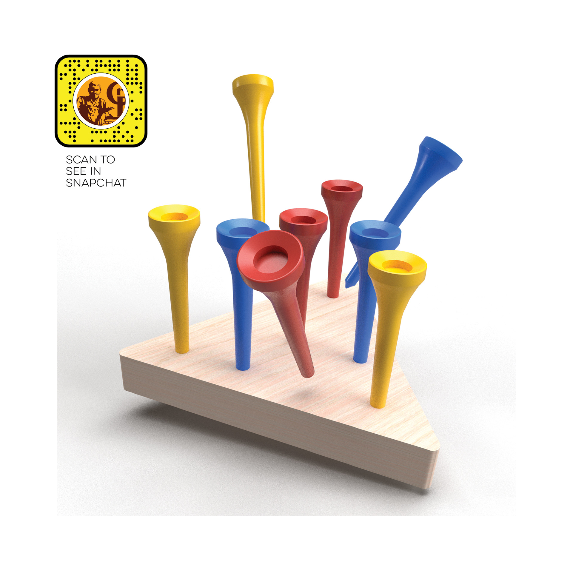 3D peg game built with Illustrator, Photoshop, and Adobe Dimension. Used Lens Studio to create a custom Snapchat Lens. Scan the QR to see it in action!