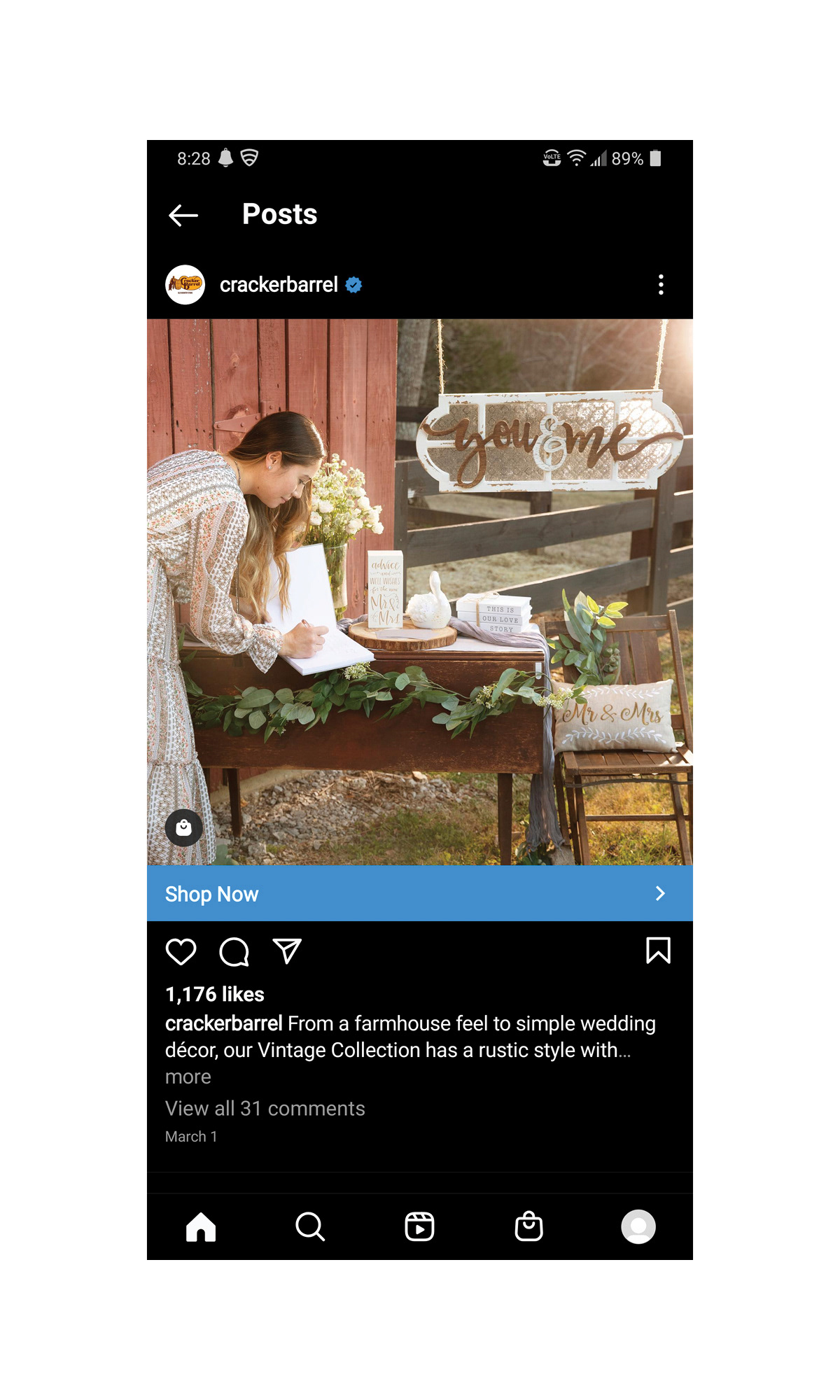 Instagram in-feed for retail support  © CBOCS Properties, Inc.