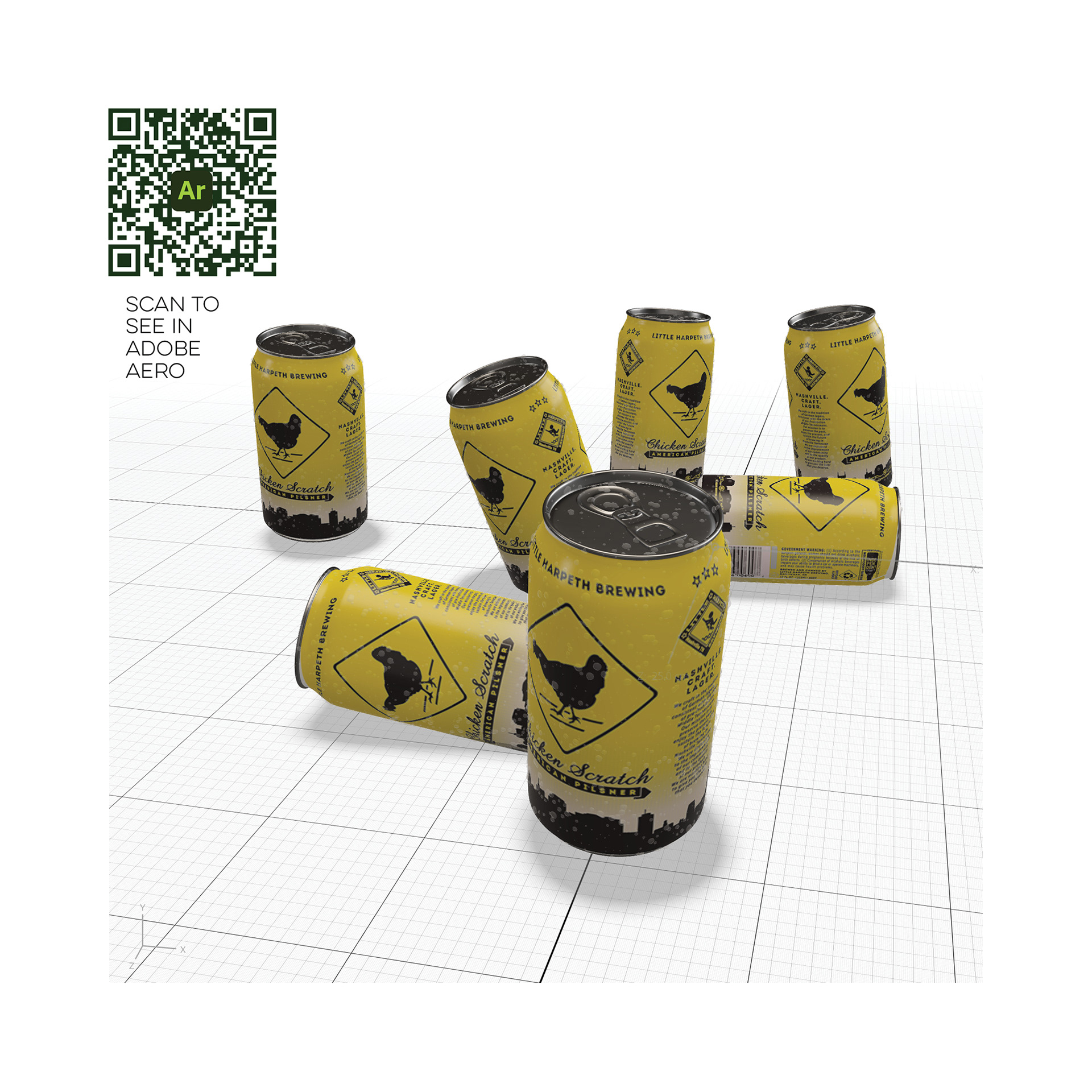 Existing client label applied to 3D model in Adobe Dimension and taken into Adobe Aero for an augmented reality experience. Scan the QR to see it in action!