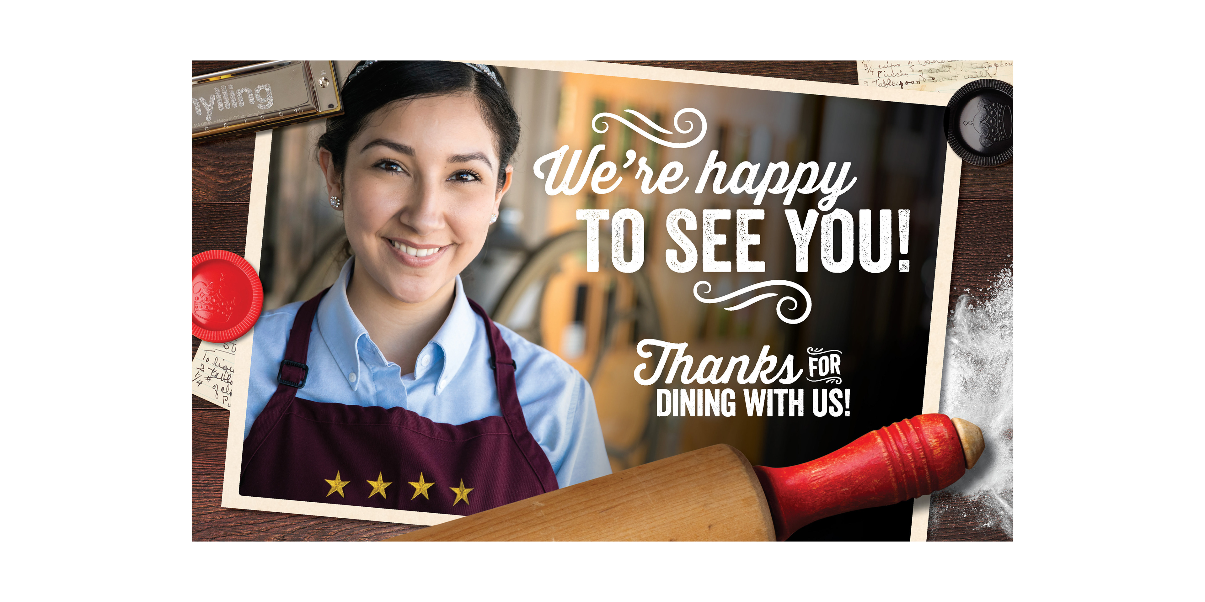 Large format signage for national dining room reopening effort © CBOCS Properties, Inc.