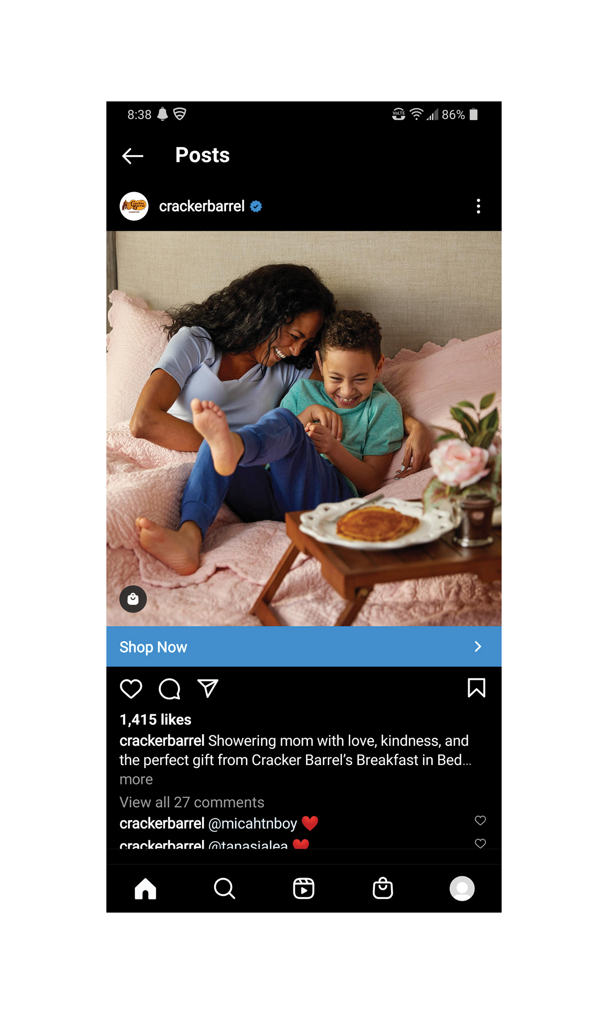  Instagram in-feed for retail/restaurant support  © CBOCS Properties, Inc.