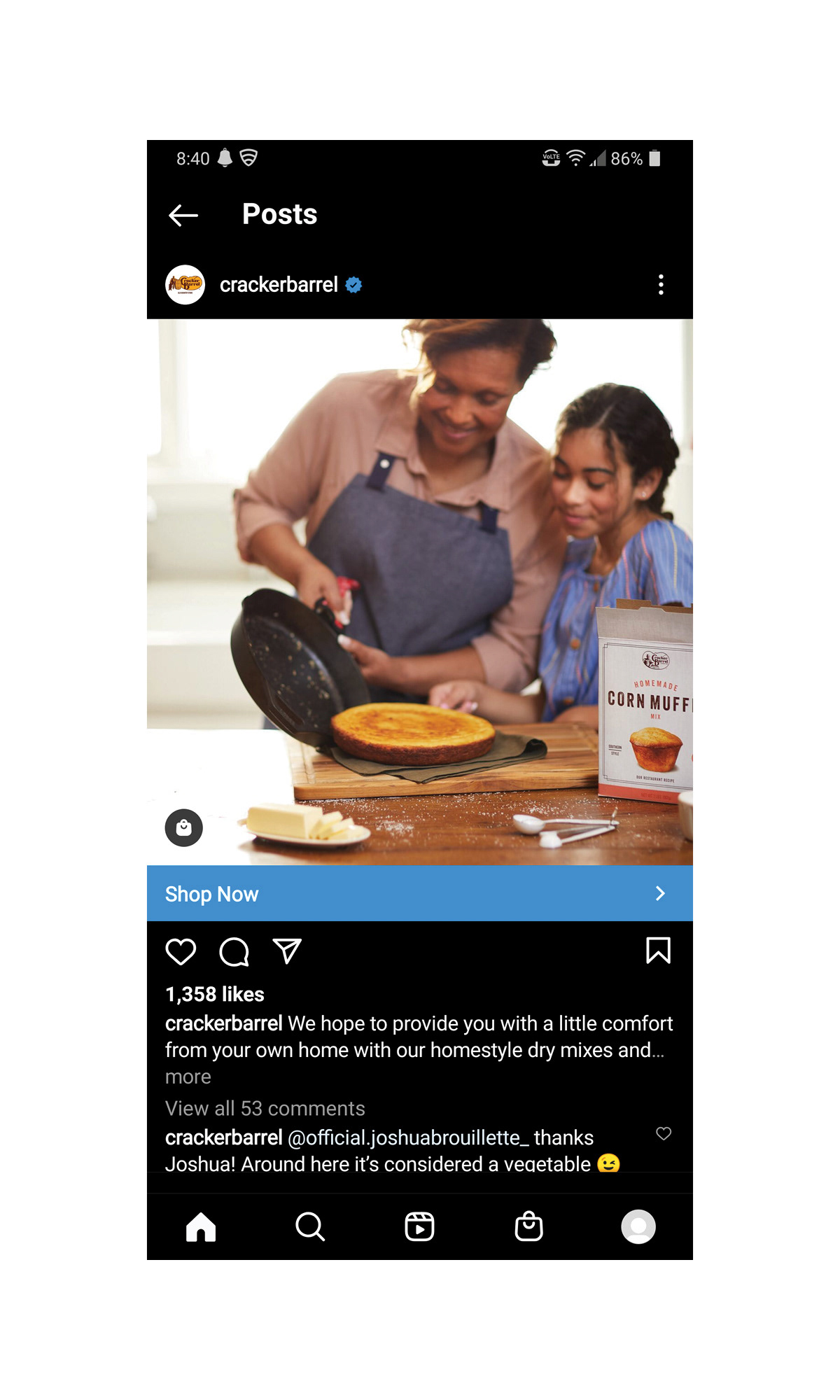 Instagram in-feed for retail support  © CBOCS Properties, Inc.