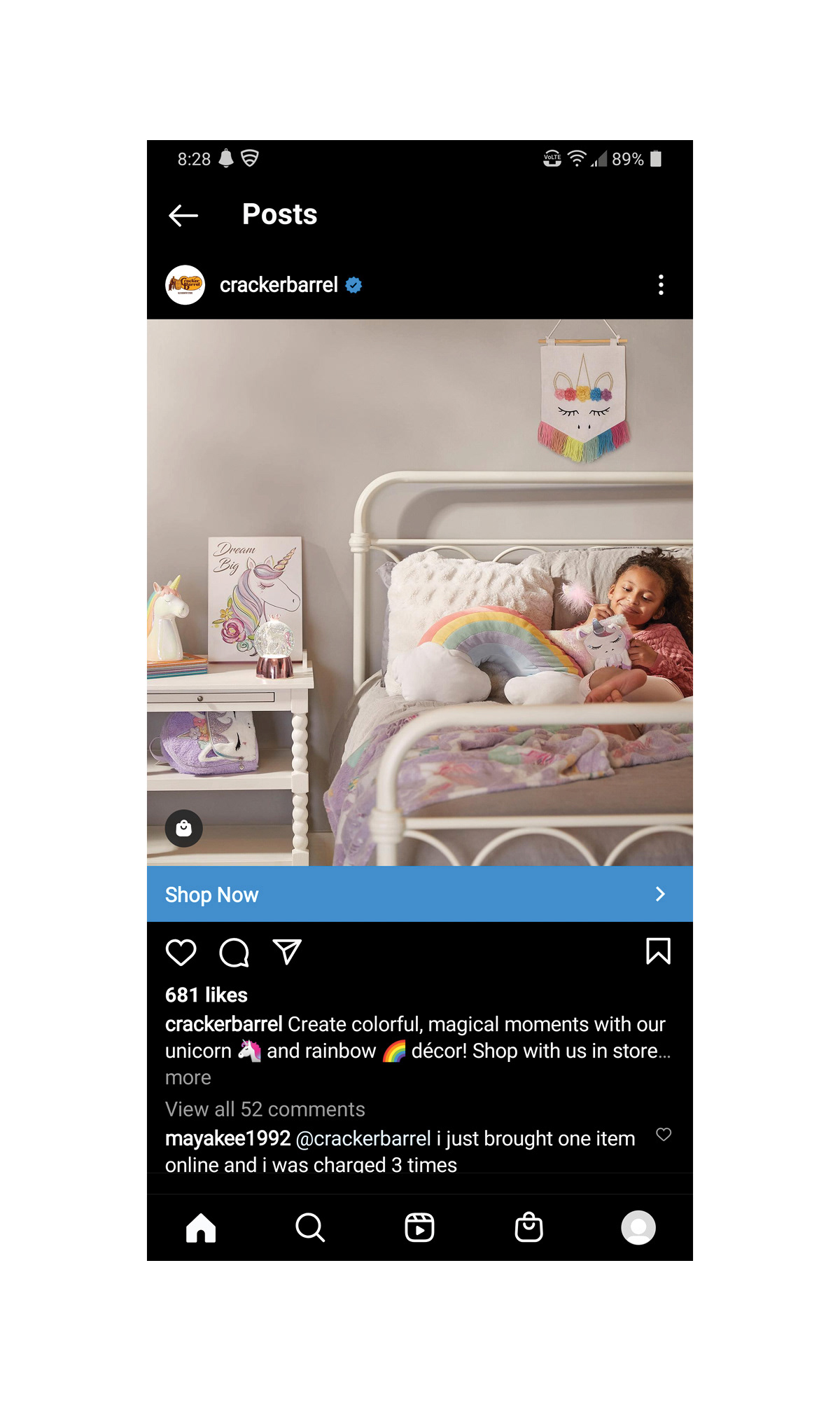 Instagram in-feed for retail support  © CBOCS Properties, Inc.
