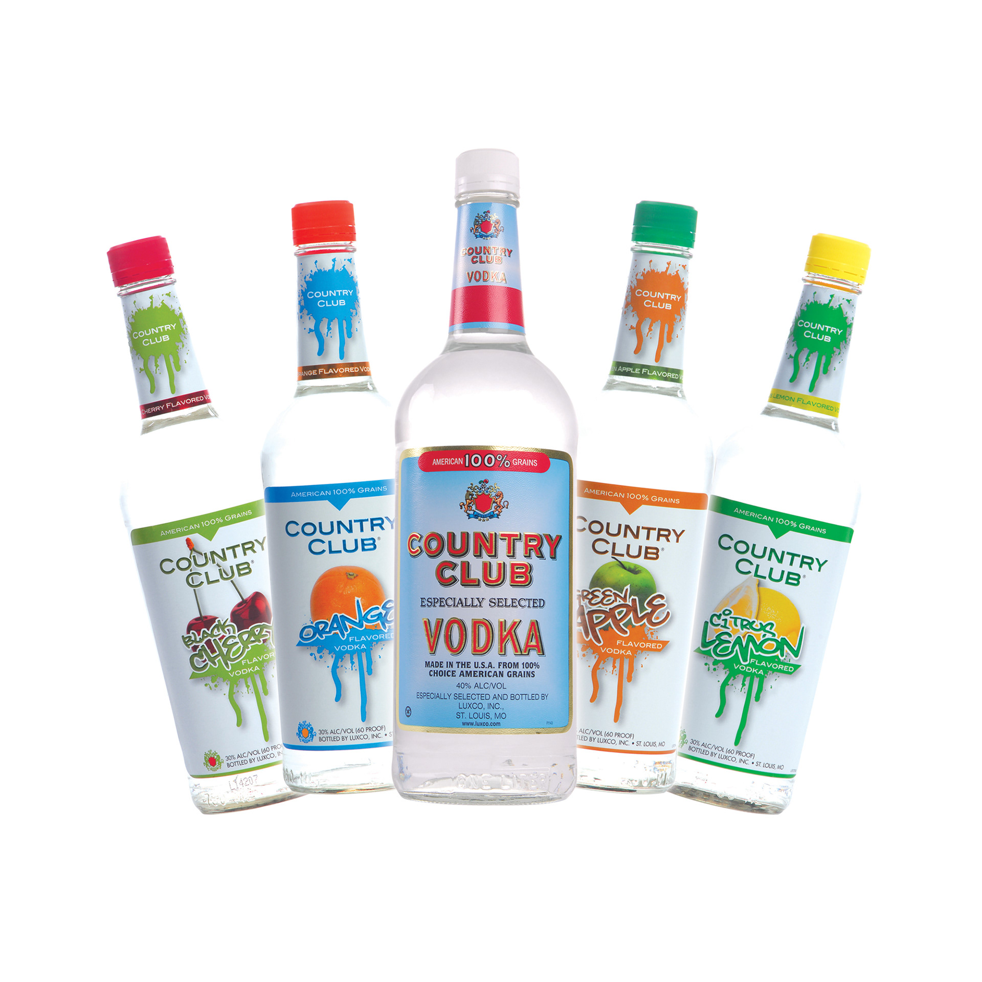 Label design for Country Club flavored vodka © DDD, Inc.