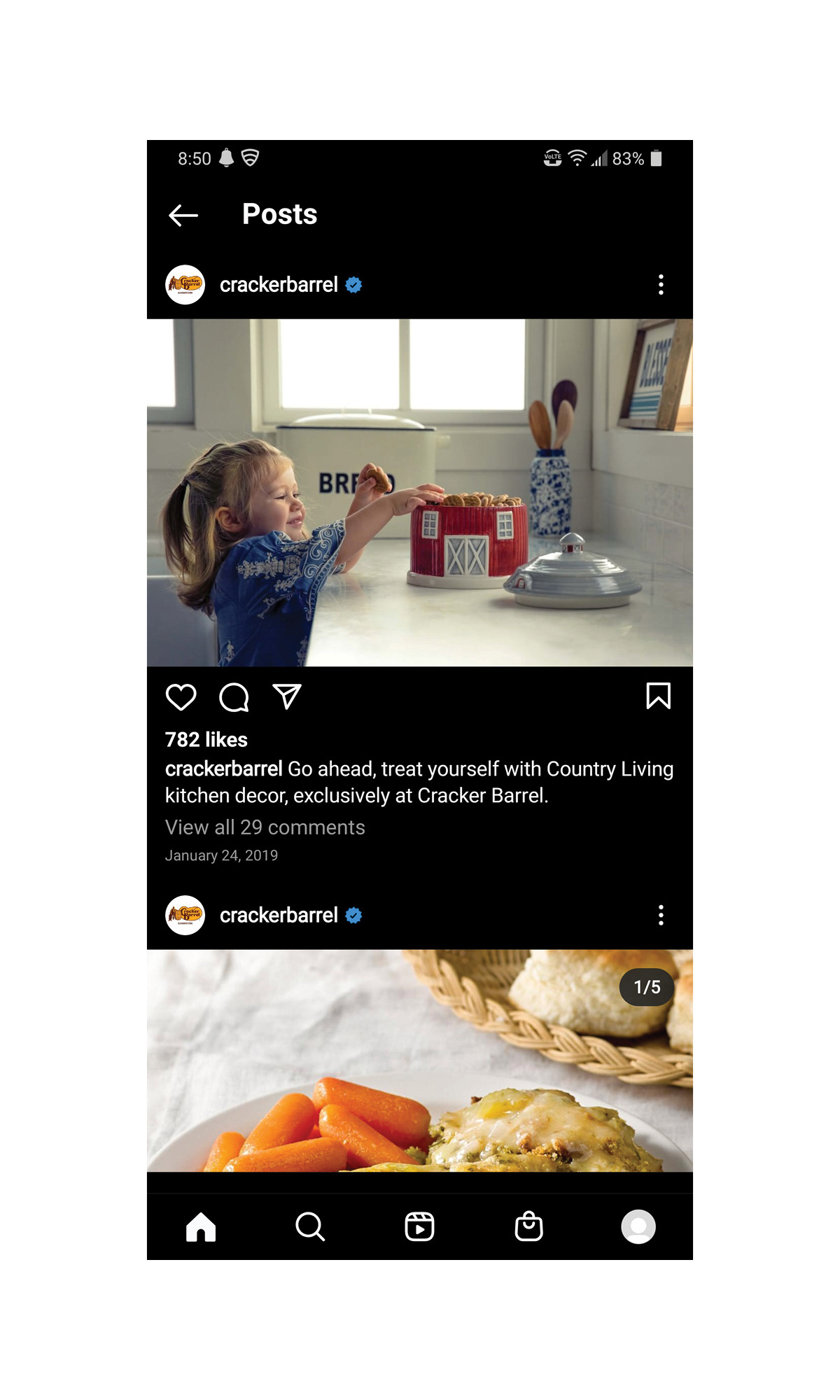 Facebook and Instagram in-feed in partnership with Country Living  © CBOCS Properties, Inc.