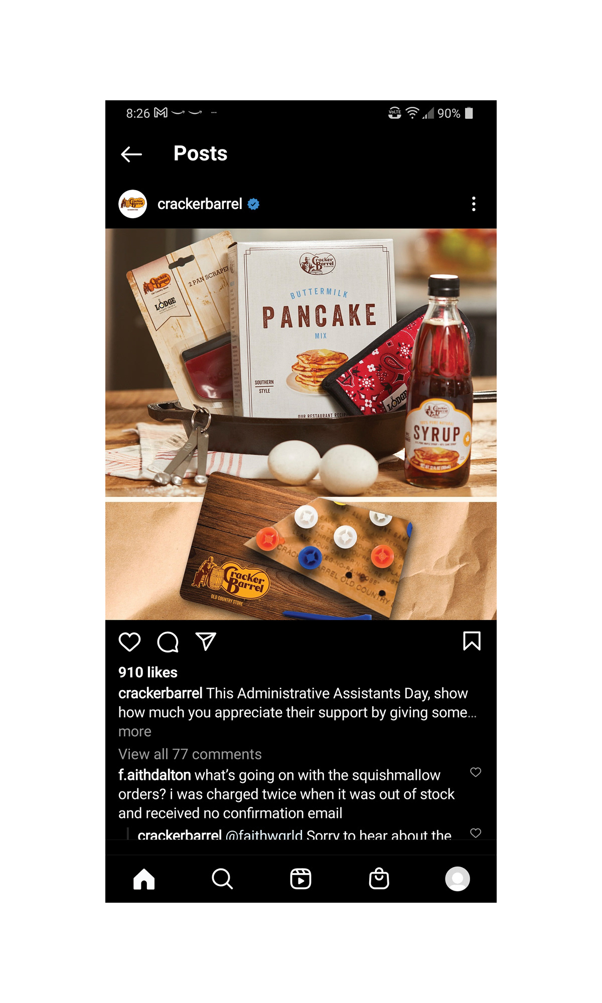 Facebook and Instagram in-feed to support gift card initiative  © CBOCS Properties, Inc.