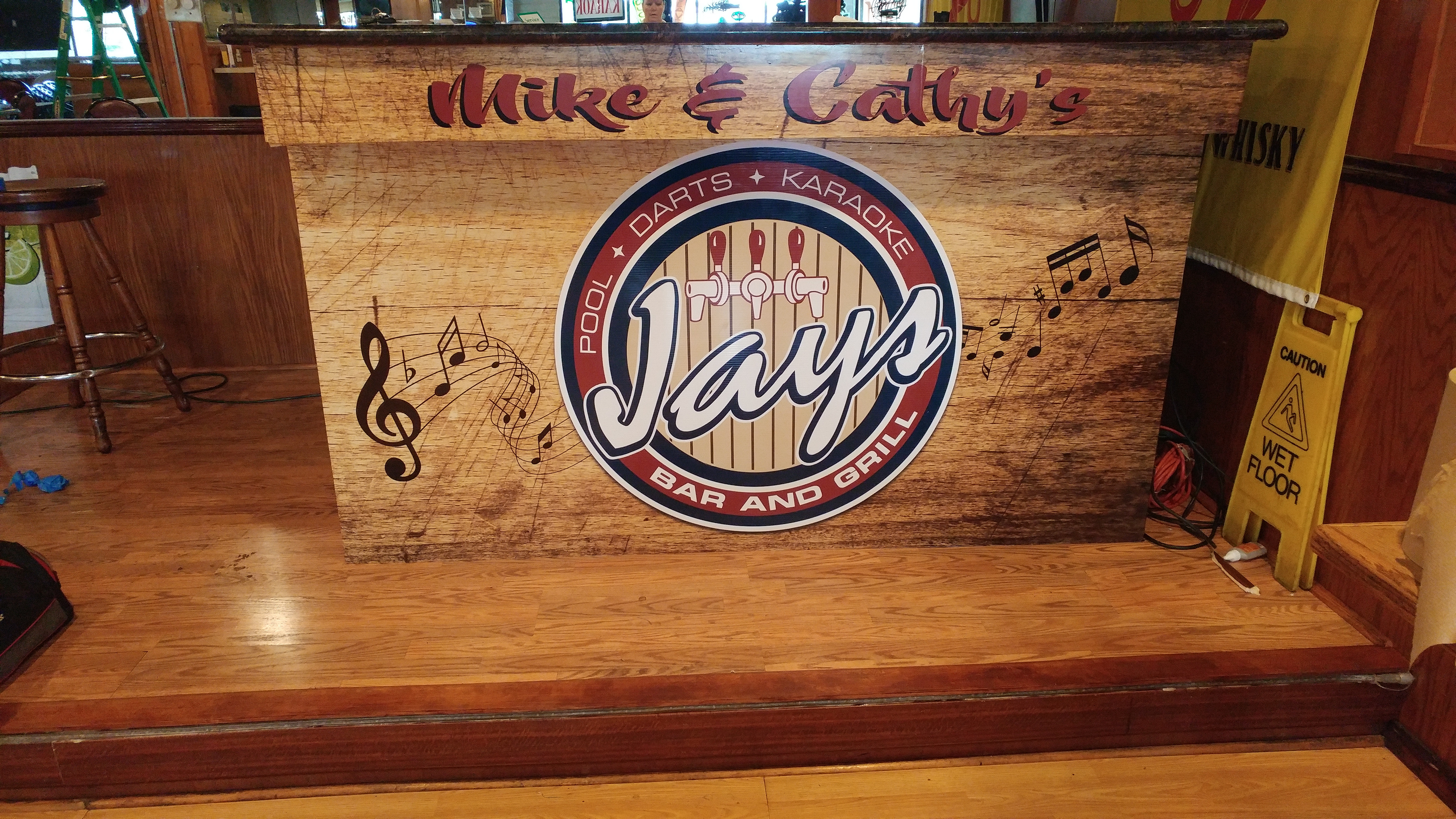 Vinyl wrap on DJ booth design done in Illustrator