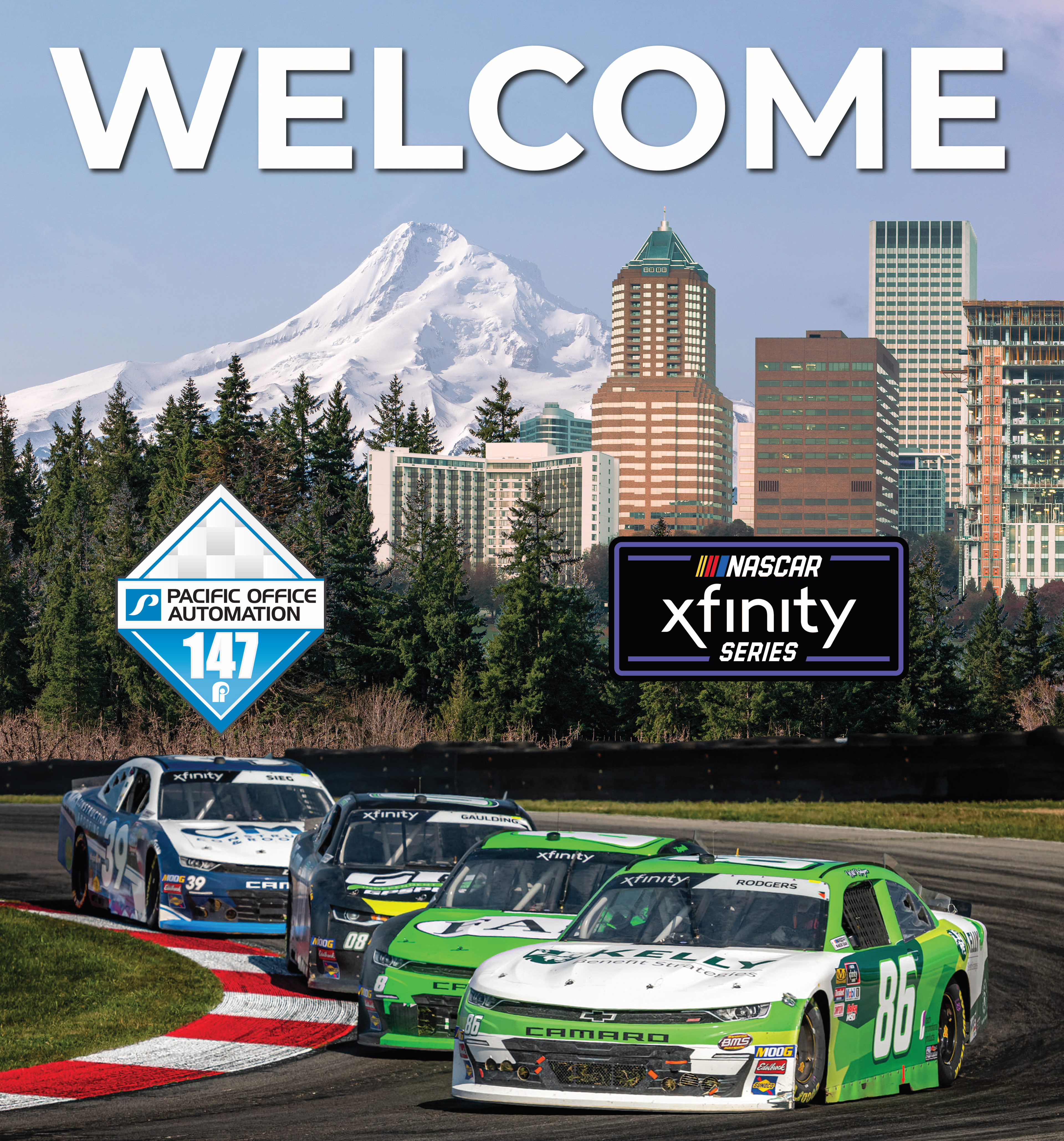 Welcome door signs for the Xfinity race at PIR. File created using Photoshop.