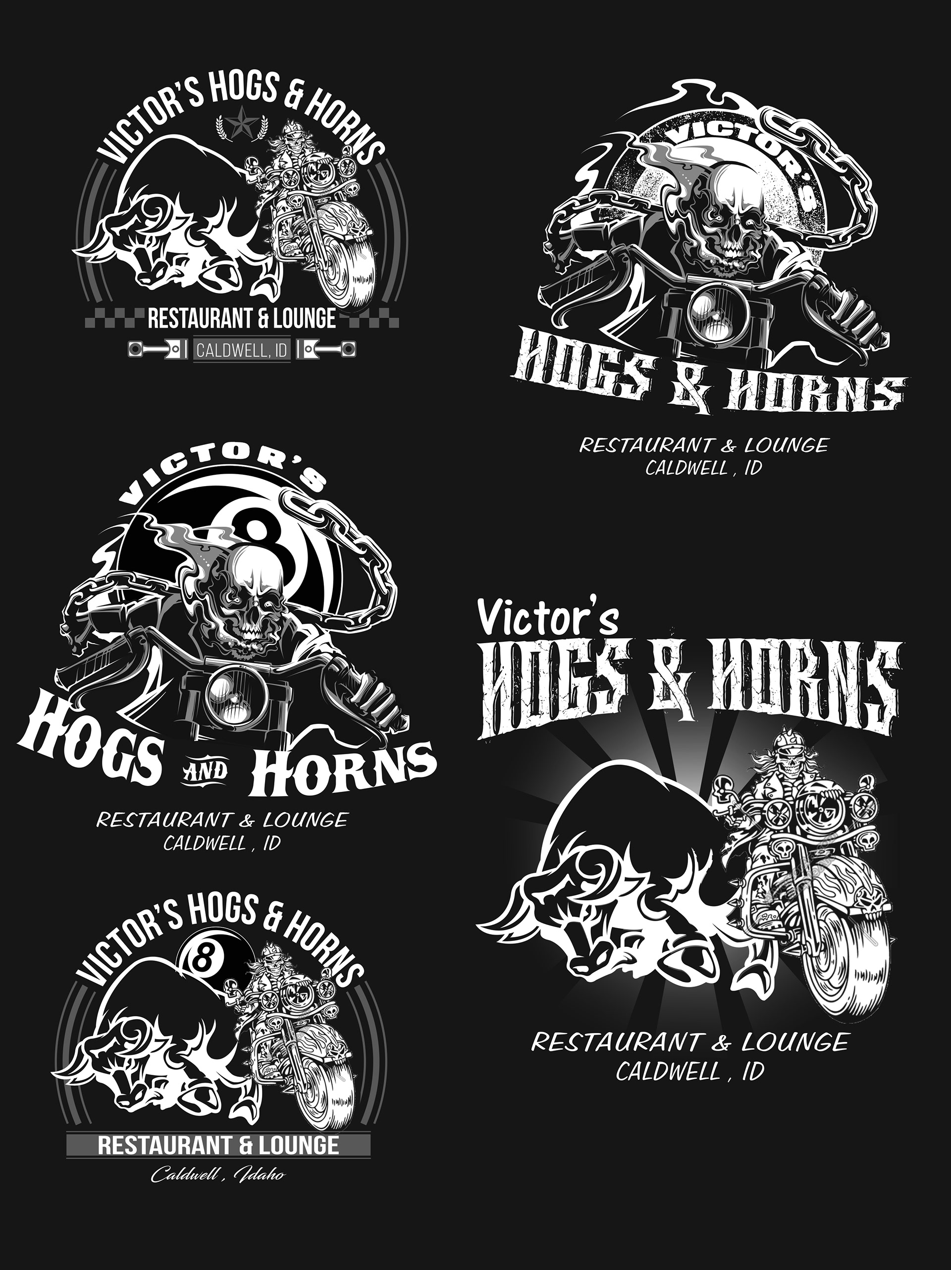 Logo designs created in Illustrator