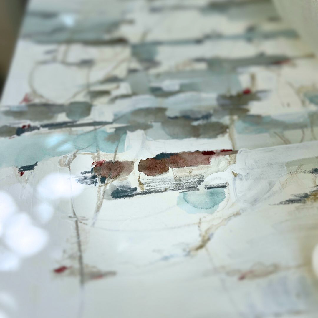 close up view A muted color palette, obscured horizons; subtle contrasts