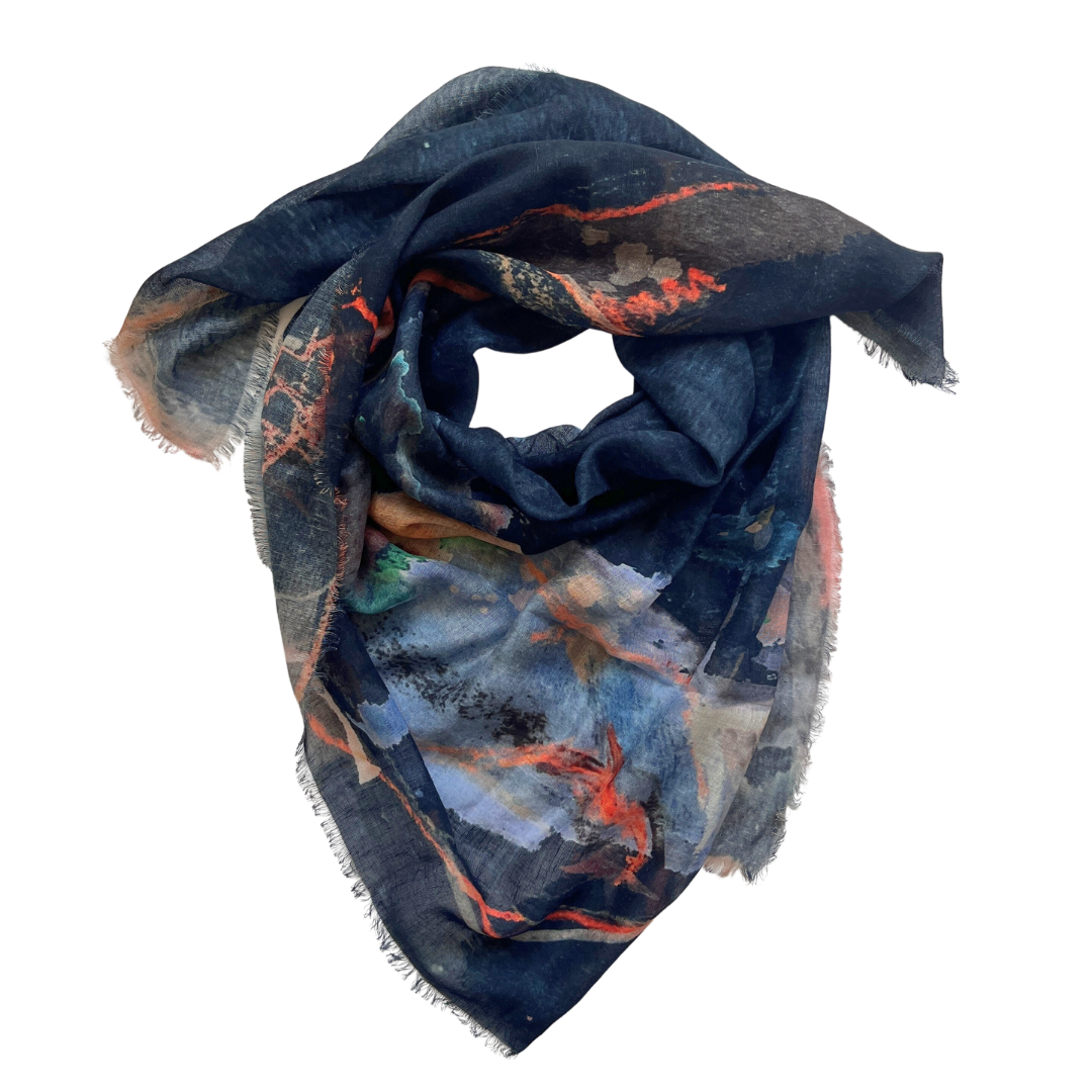 Close-up of the linen art  styled in a French knot, illustrating its elegant and refined look