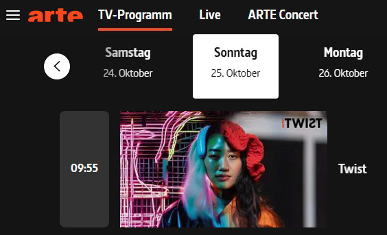 arte twist live 25th october 9:55