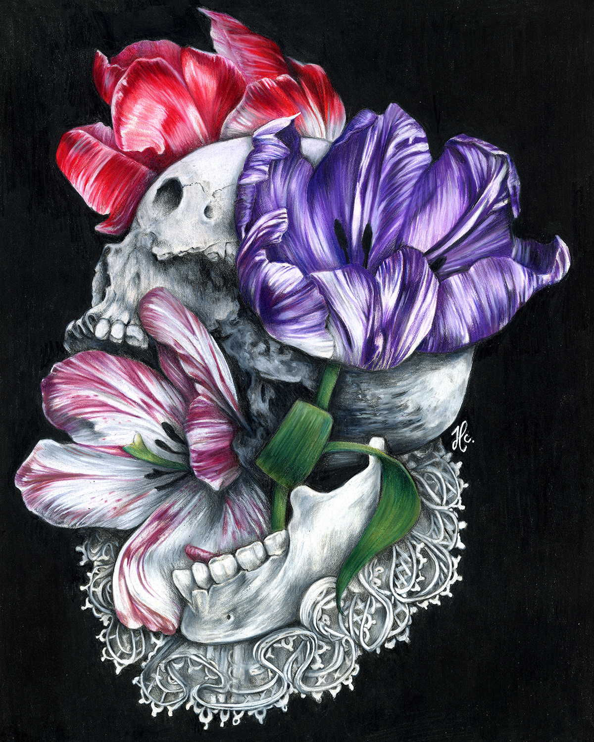 Saint B - Crayons de couleur sur papier marouglé sur bois - 2022